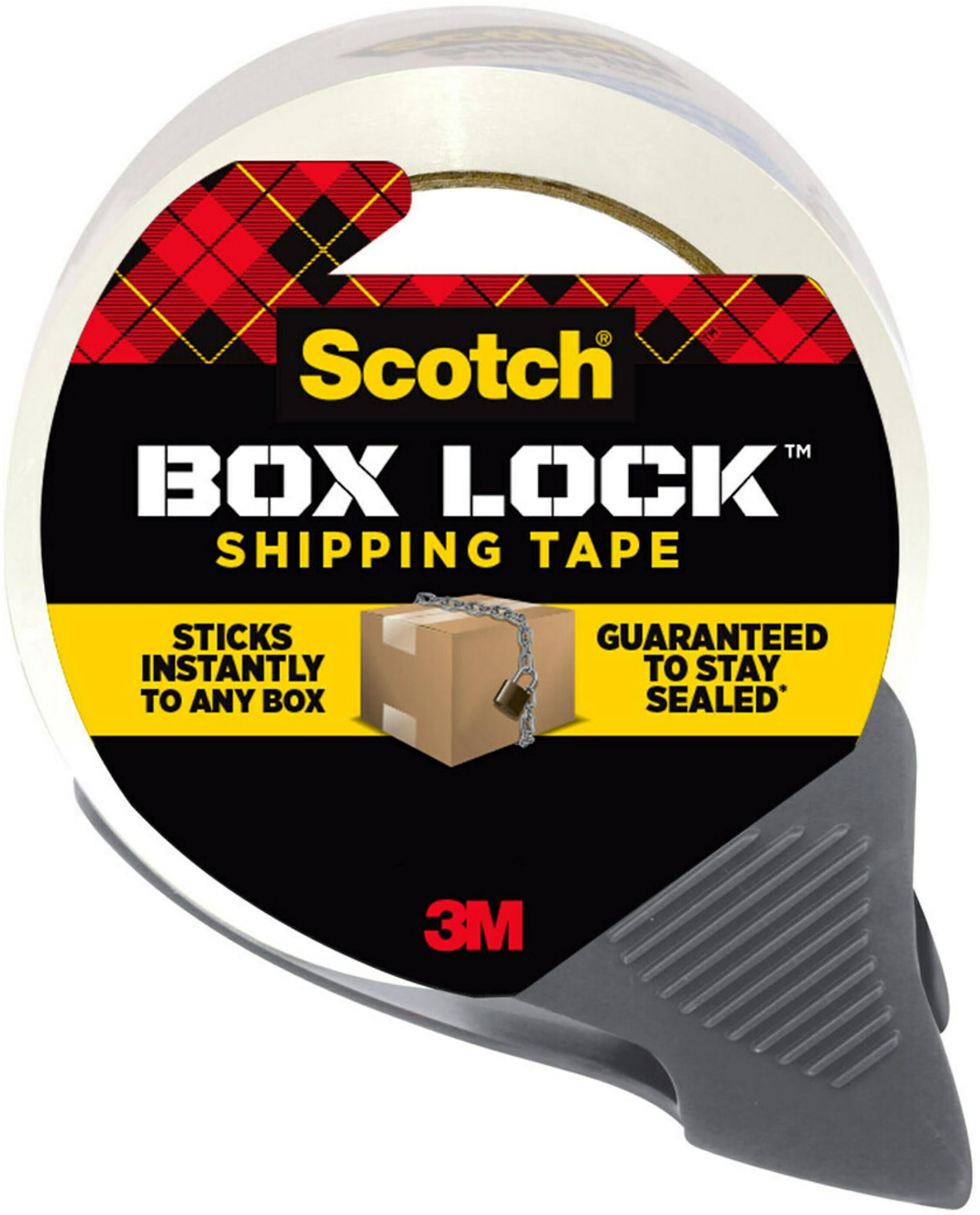 Scotch Box Lock Shipping Packing Tape with Refillable Dispenser, 1.88 in x 54.6 yds., Clear