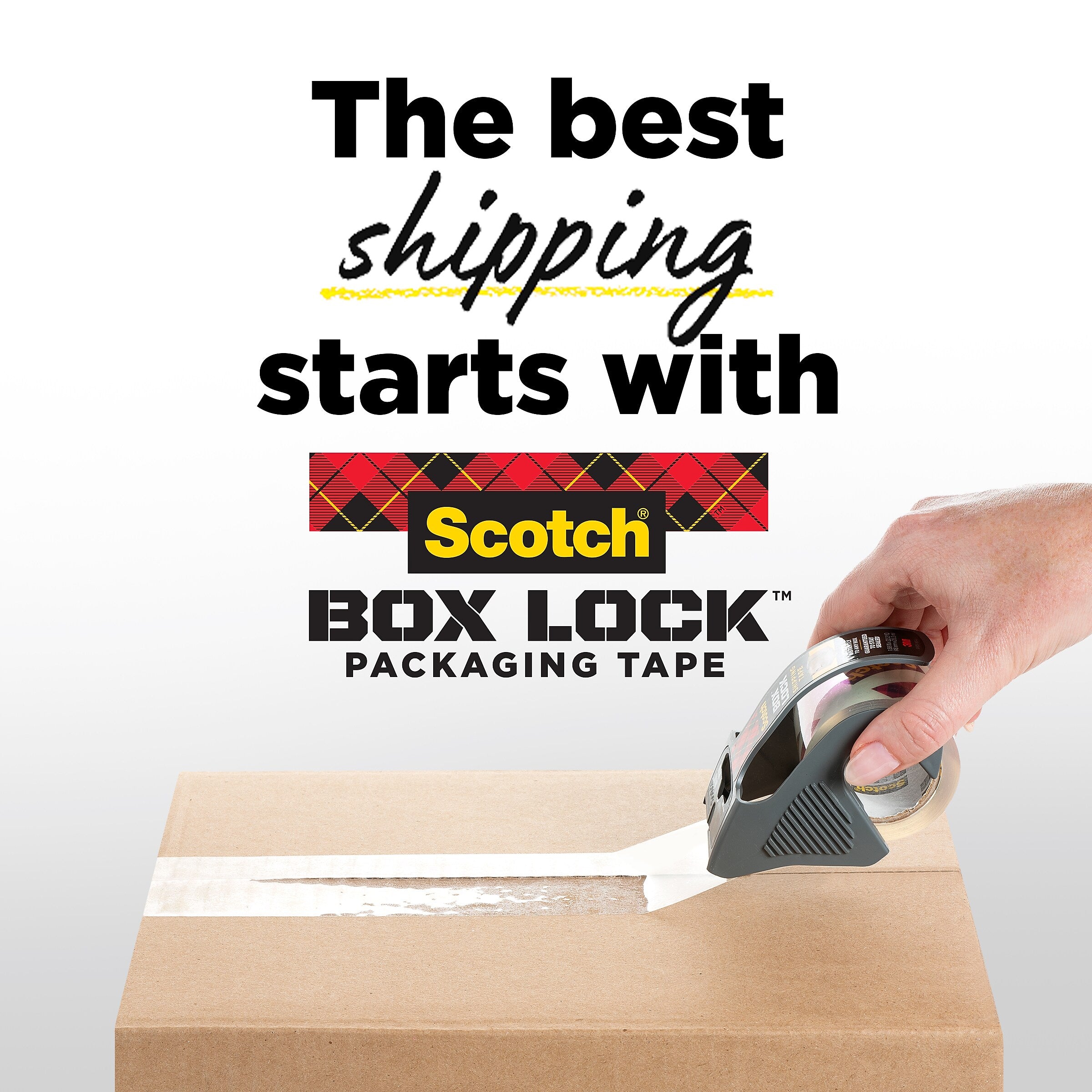 Scotch Box Lock Shipping Packing Tape with Refillable Dispensers, 1.88 in x 54.6 yd, Clear, 4/Pack