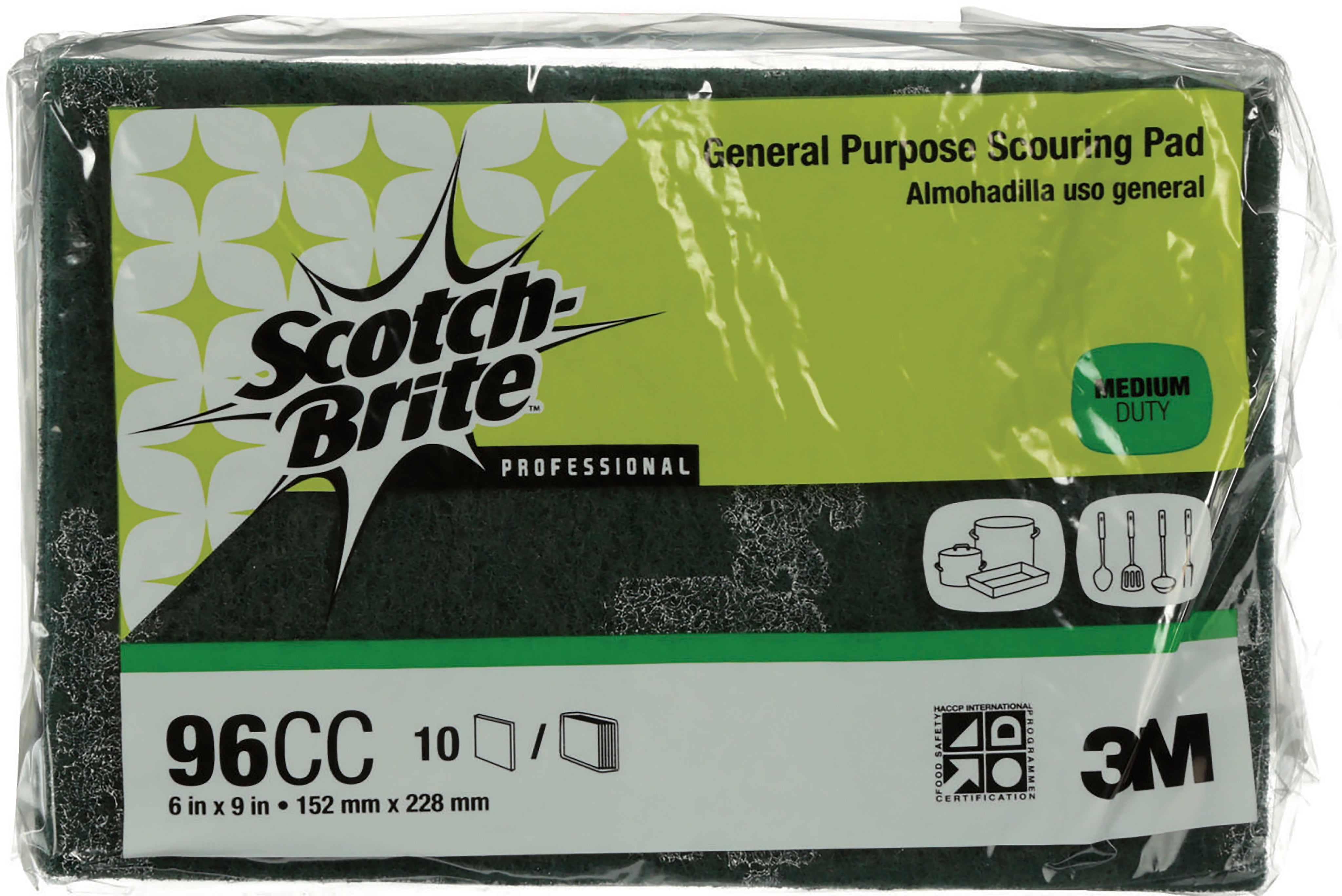 Scotch-Brite Green General Purpose Scouring Pad, 10/Pack