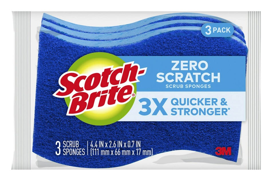 Scotch-Brite Non-Scratch Scrub Sponge, Blue, 3/Pack