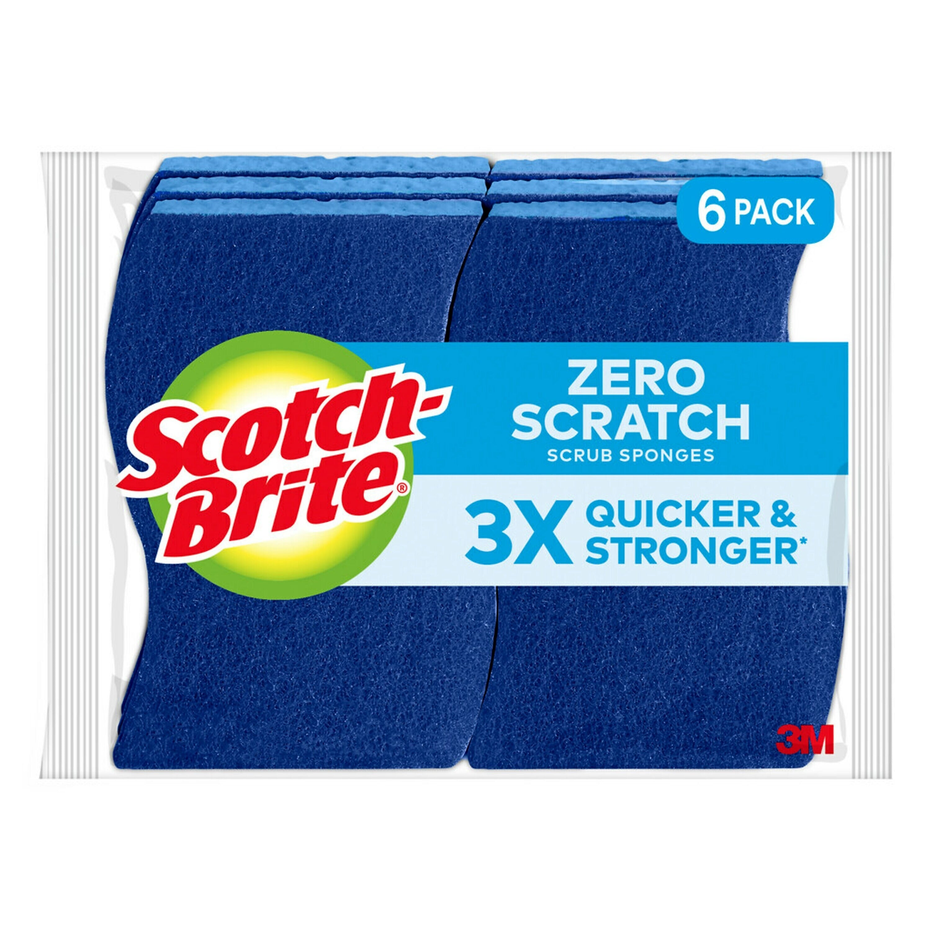 Scotch-Brite Non-Scratch Scrub Sponge, Blue, 6/Pack