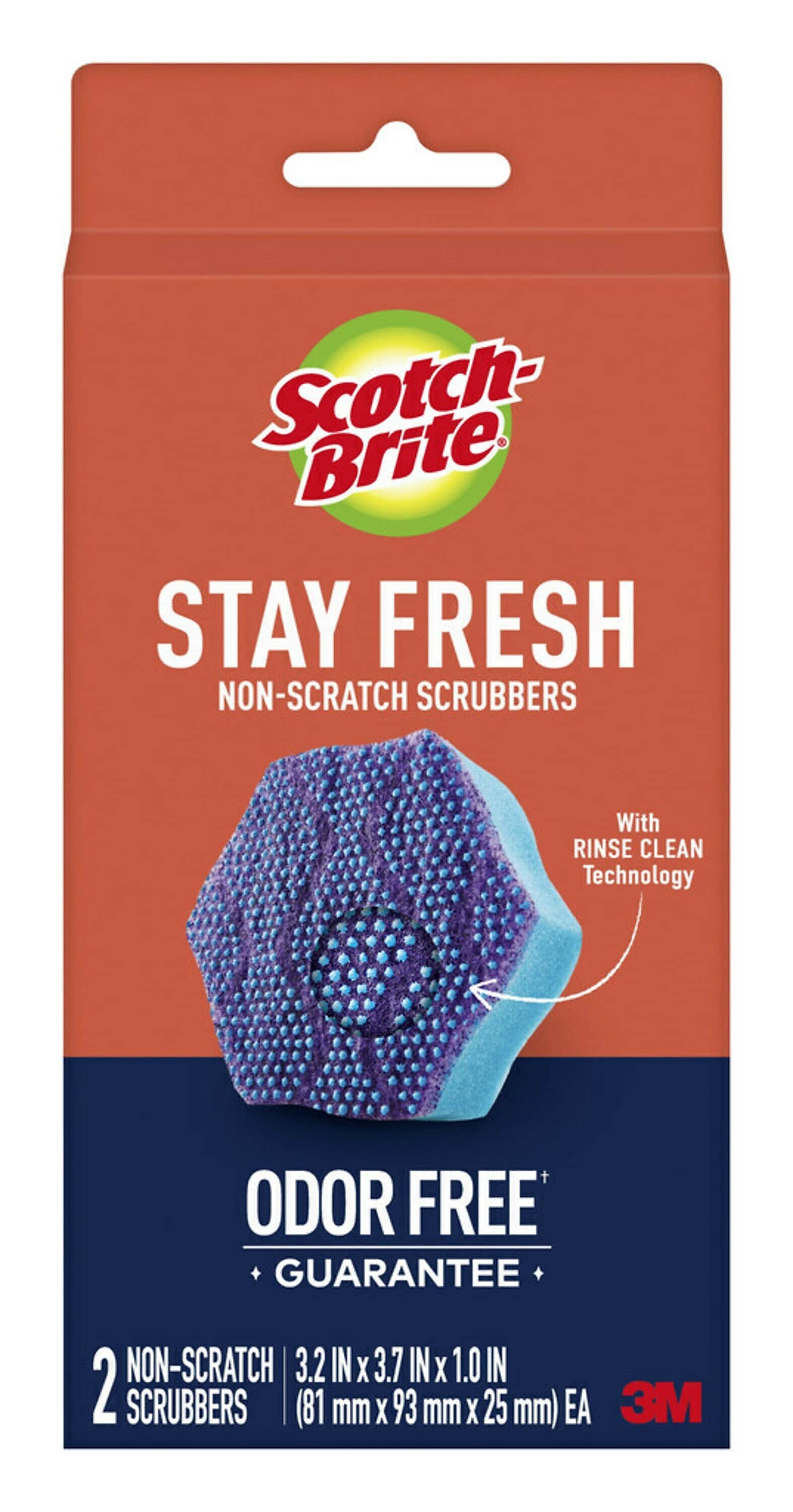 Scotch-Brite Stay Fresh Non-Scratch Scrubbers, Blue, 2 Sponges/Pack