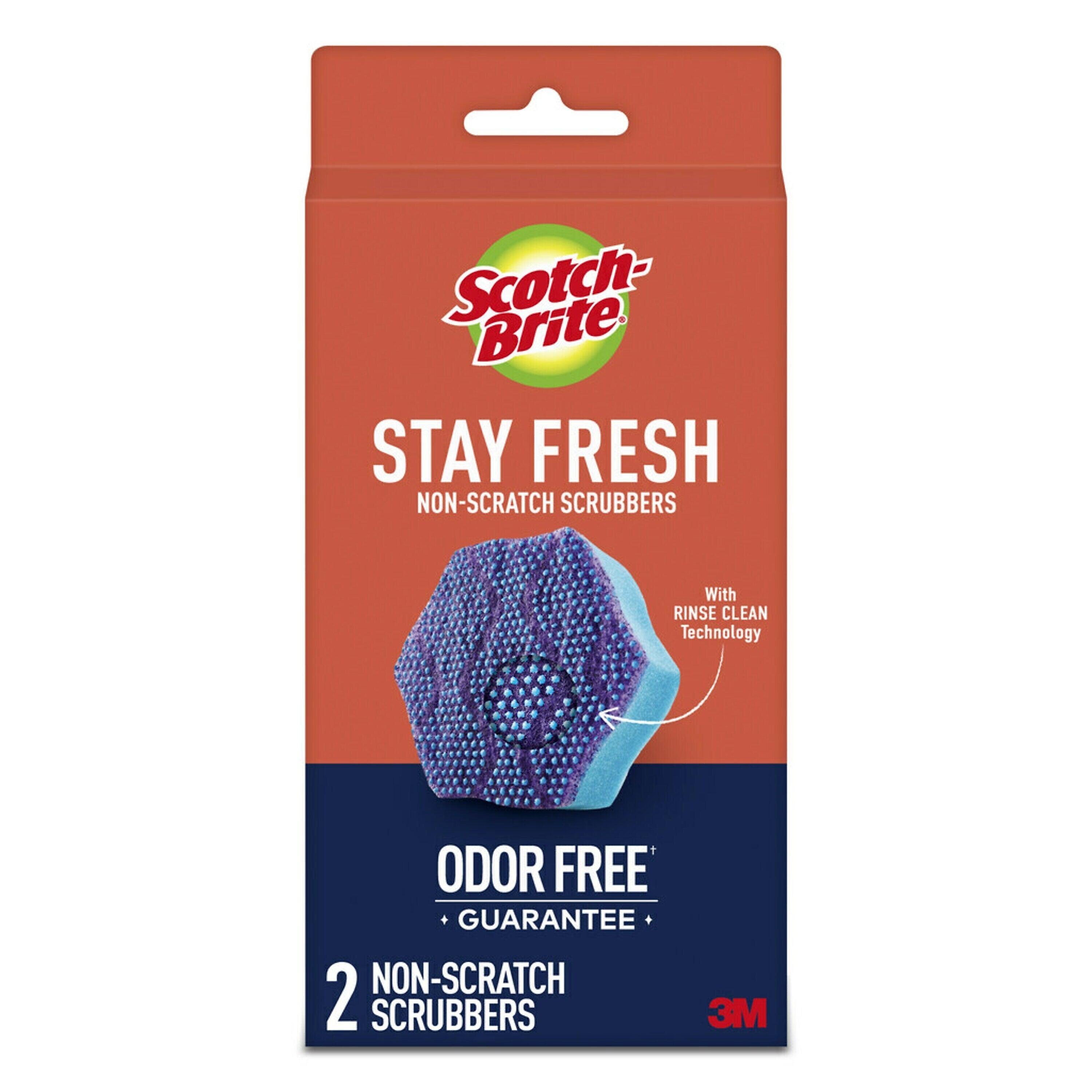 Scotch-Brite Stay Fresh Non-Scratch Scrubbers, Blue, 2 Sponges/Pack
