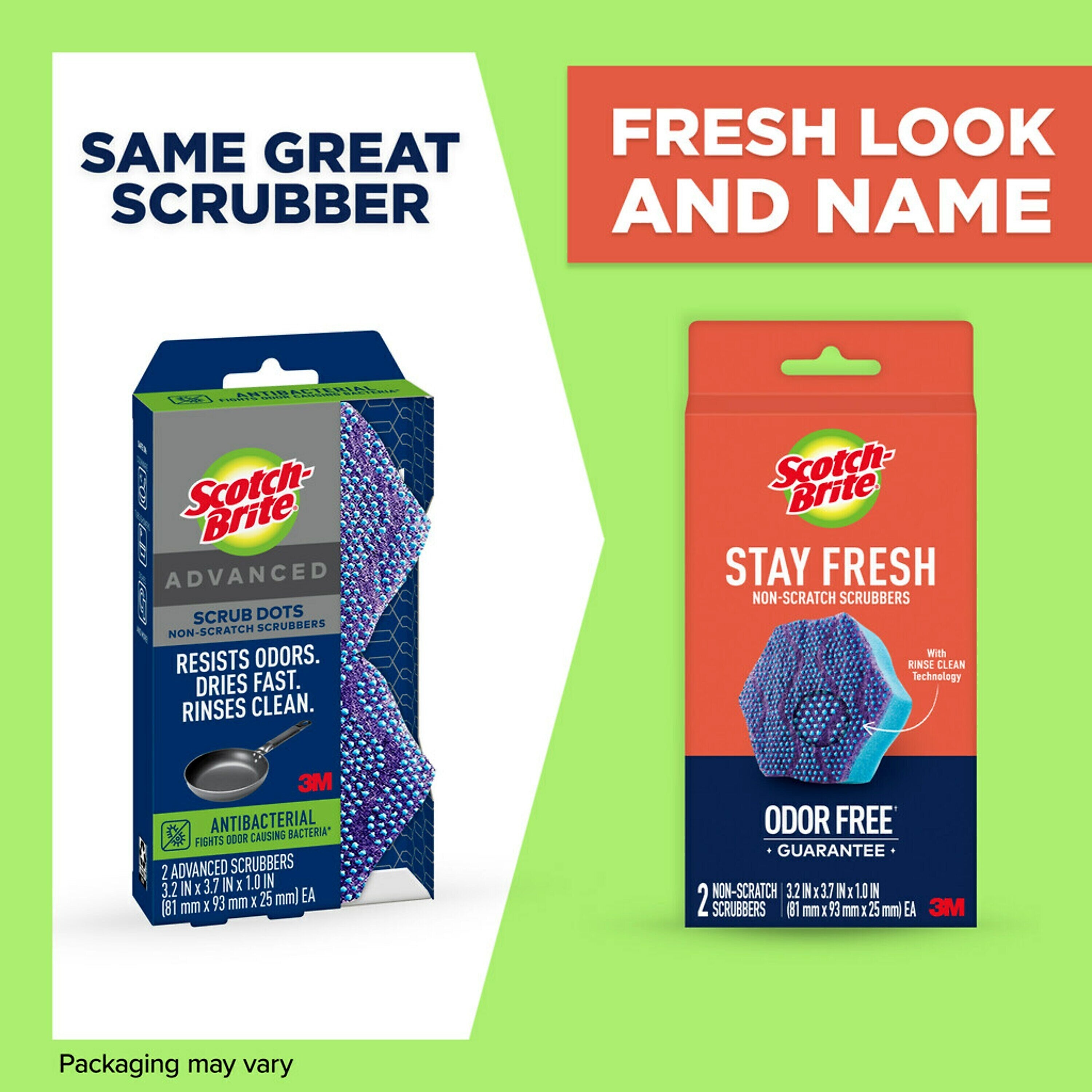 Scotch-Brite Stay Fresh Non-Scratch Scrubbers, Blue, 2 Sponges/Pack