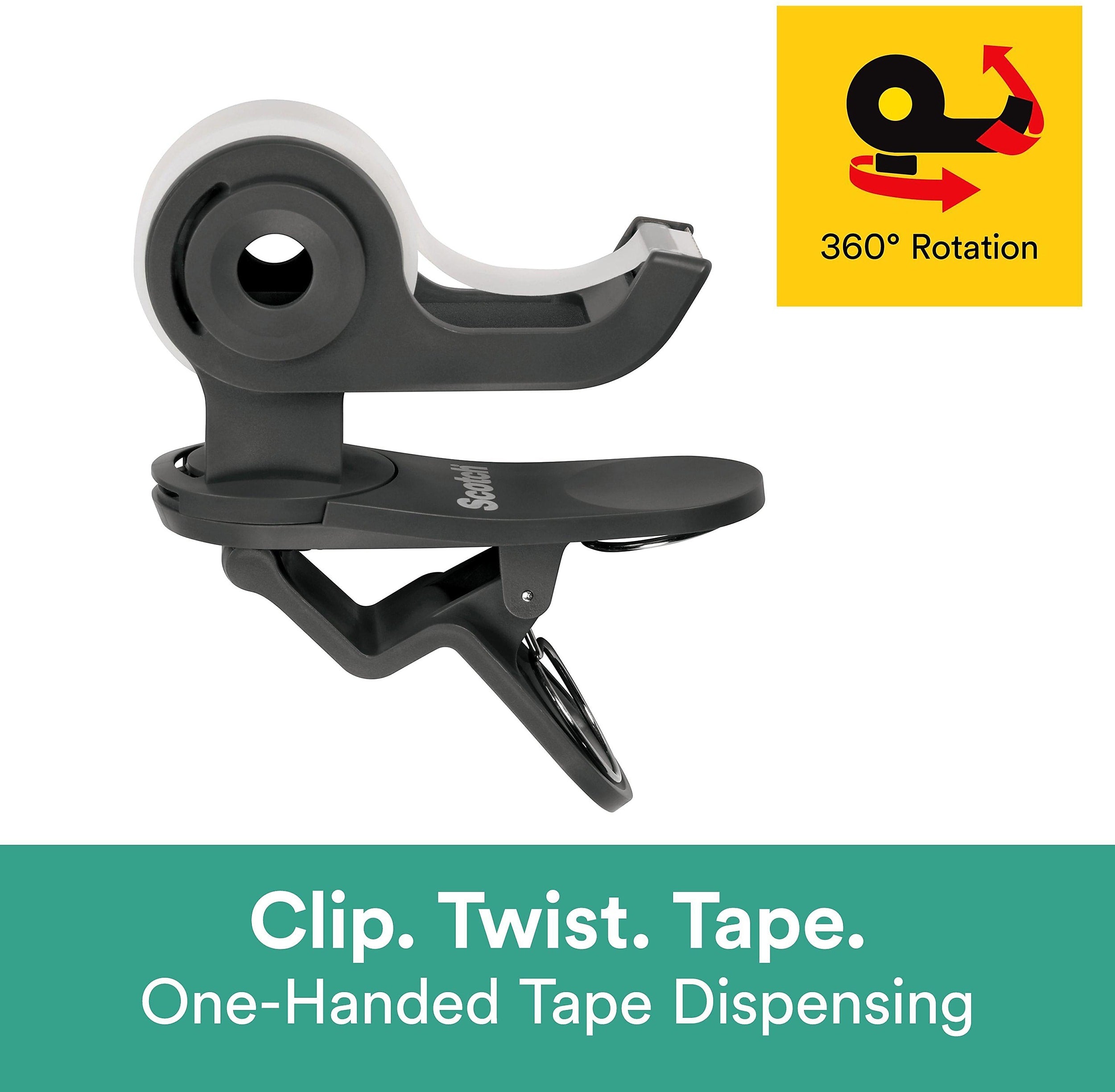 Scotch Clip & Twist Desktop Tape Dispenser, Gray