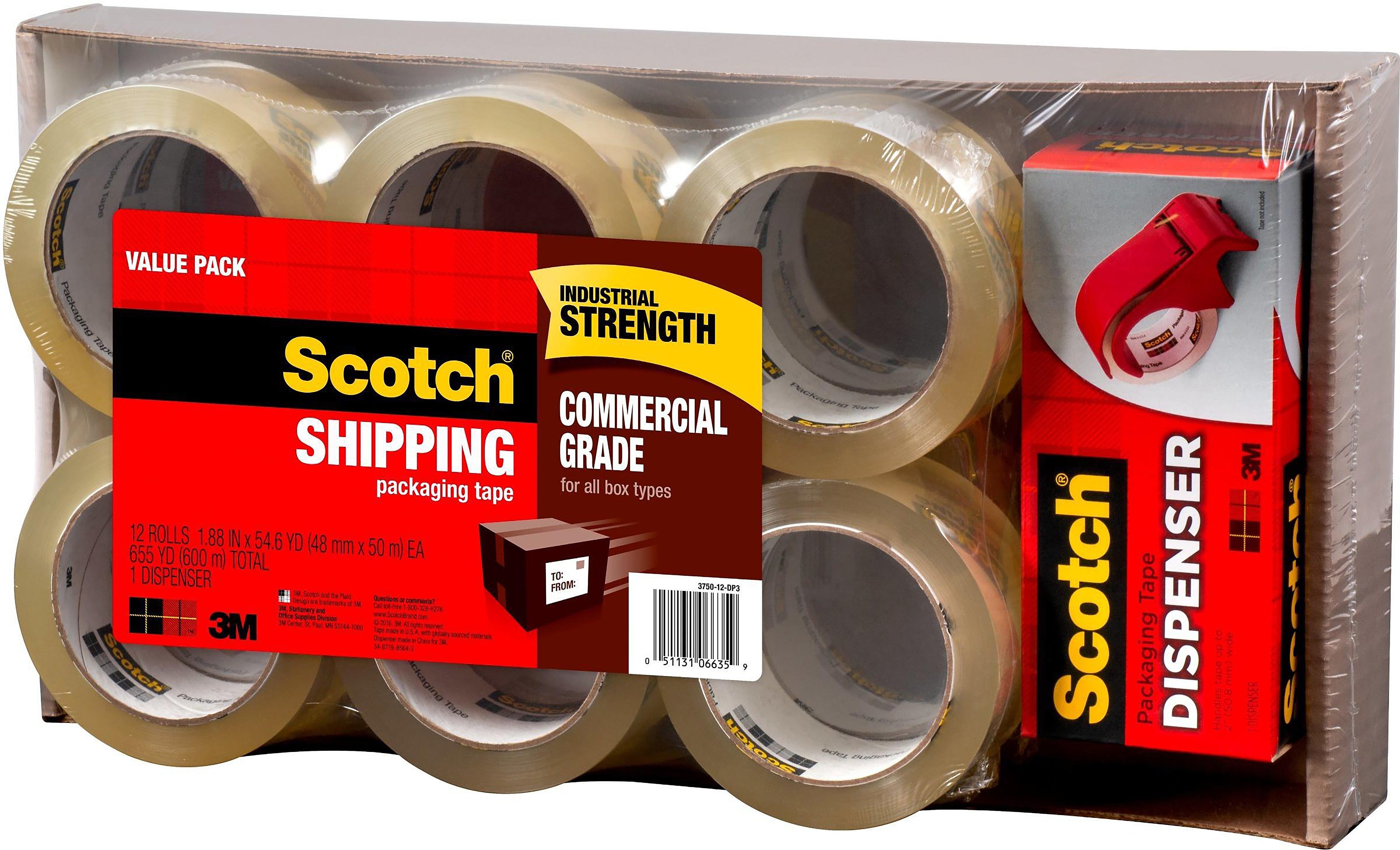 Scotch Commercial Grade Shipping Packing Tape, 1.88