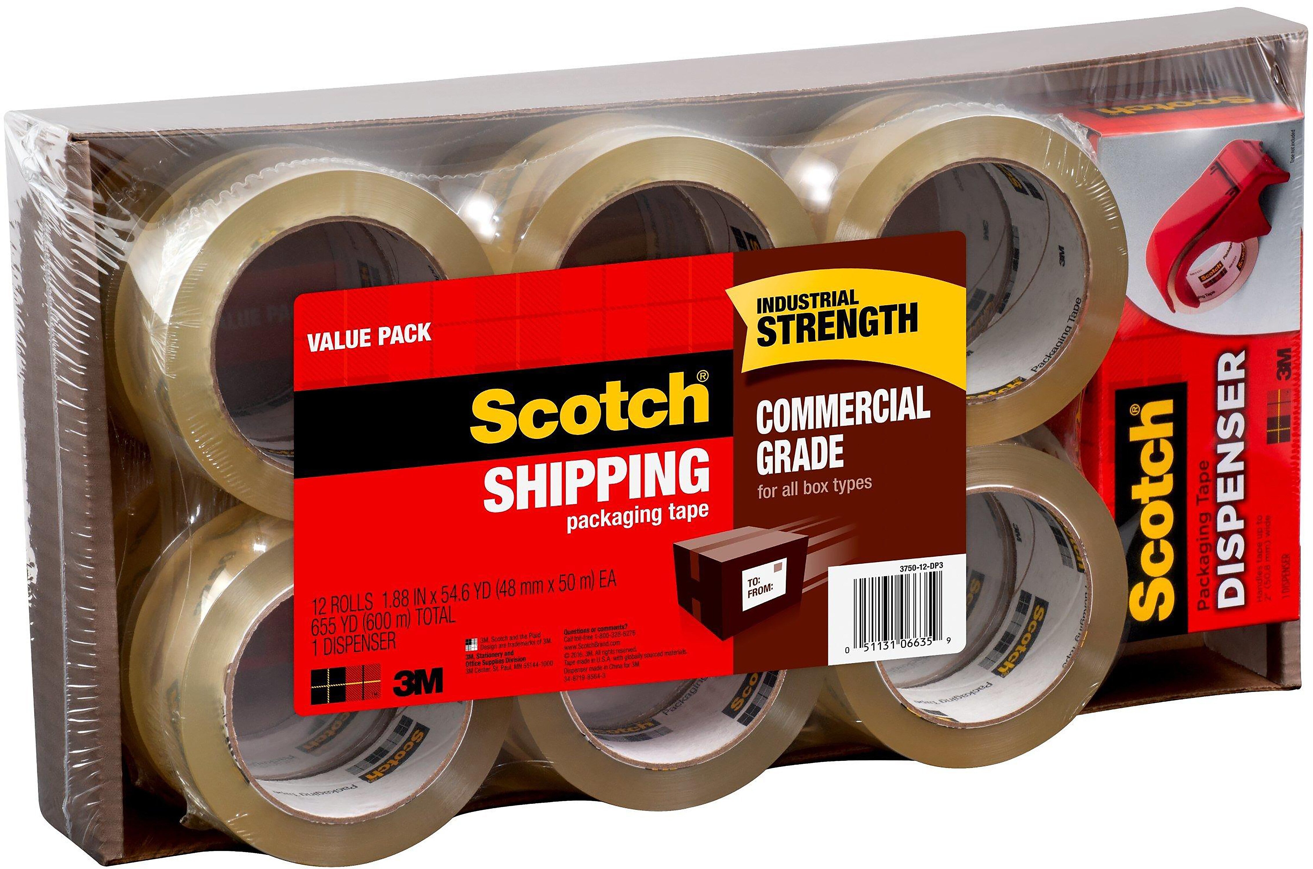 Scotch Commercial Grade Shipping Packing Tape, 1.88