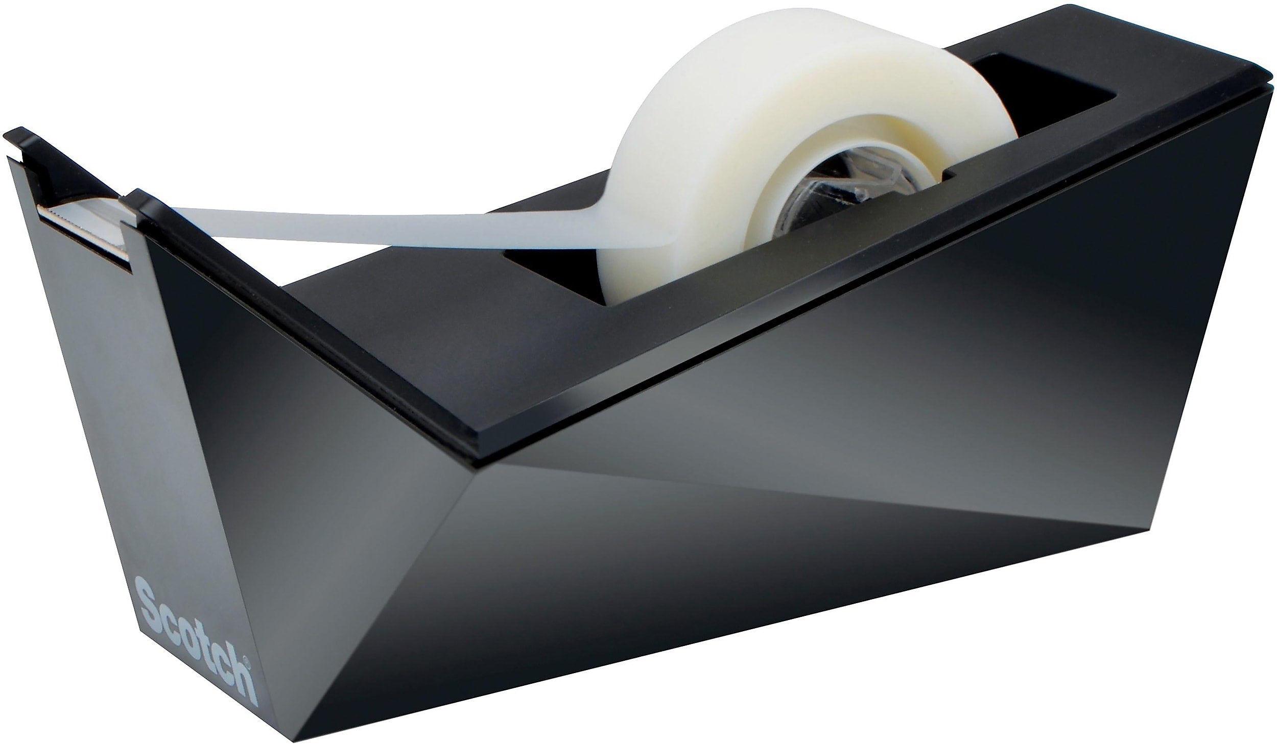 Scotch® Desktop Tape Dispenser, Facet Design, Metallic Black Finish