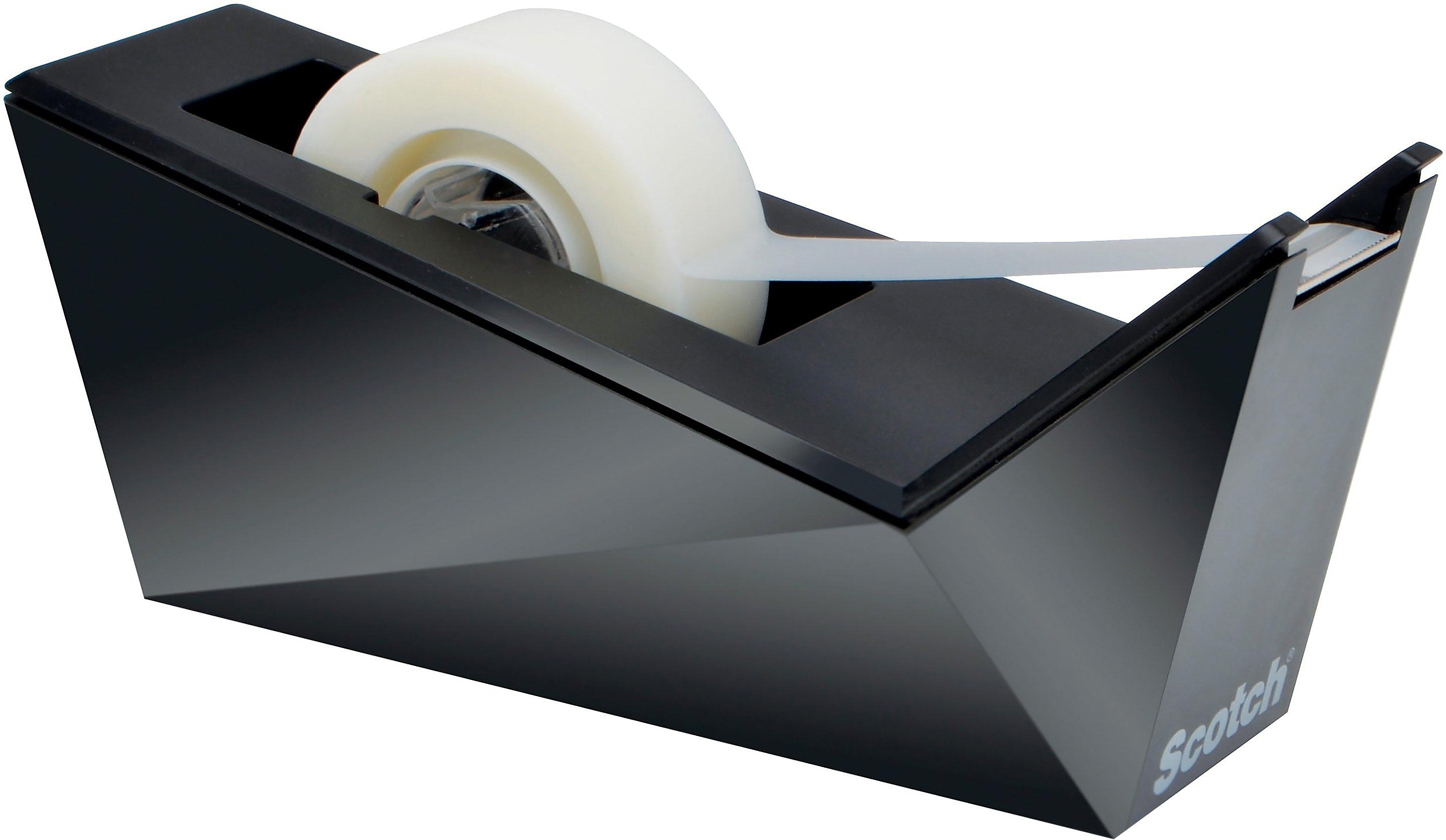 Scotch® Desktop Tape Dispenser, Facet Design, Metallic Black Finish