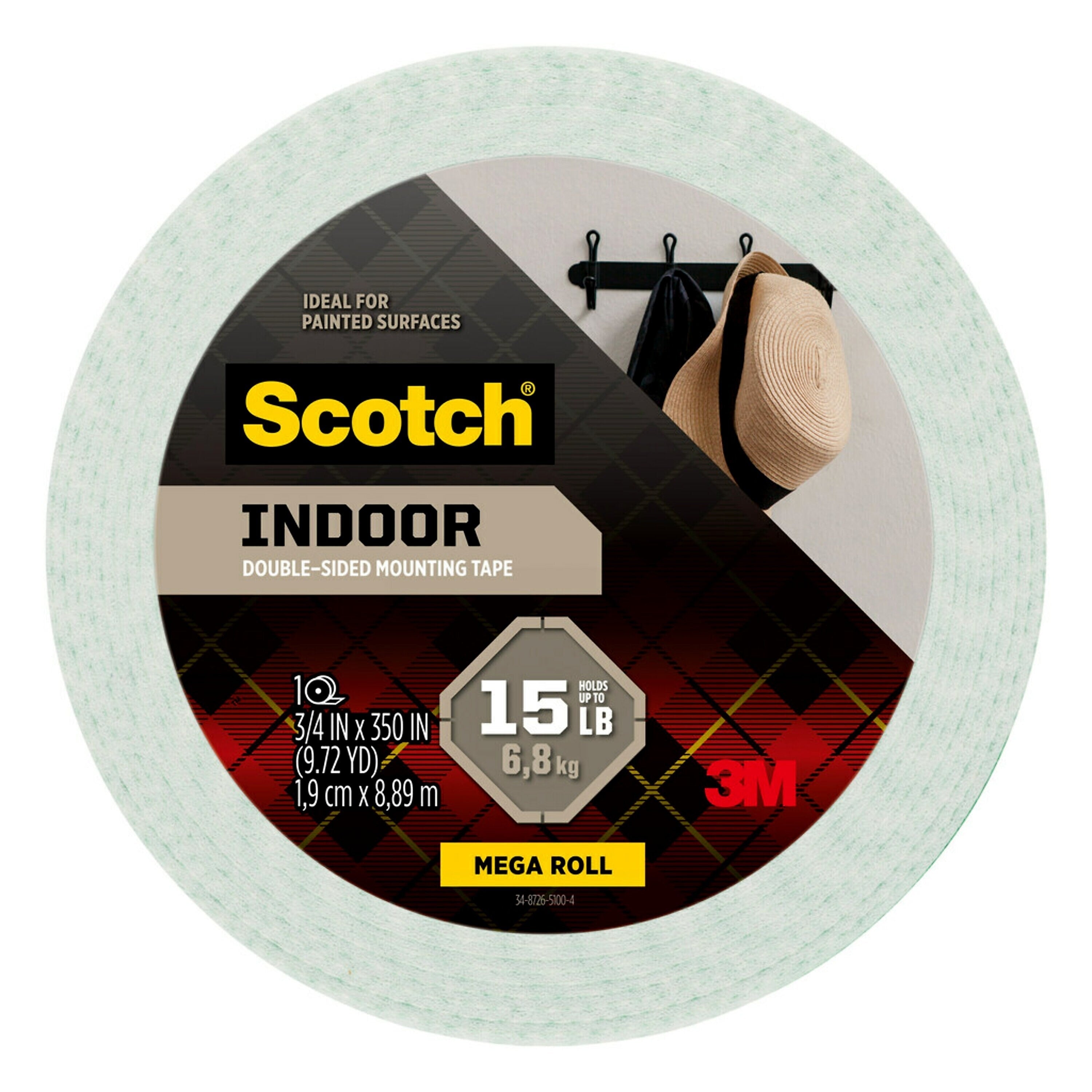 Scotch Double Sided Indoor Mounting Tape, 3/4