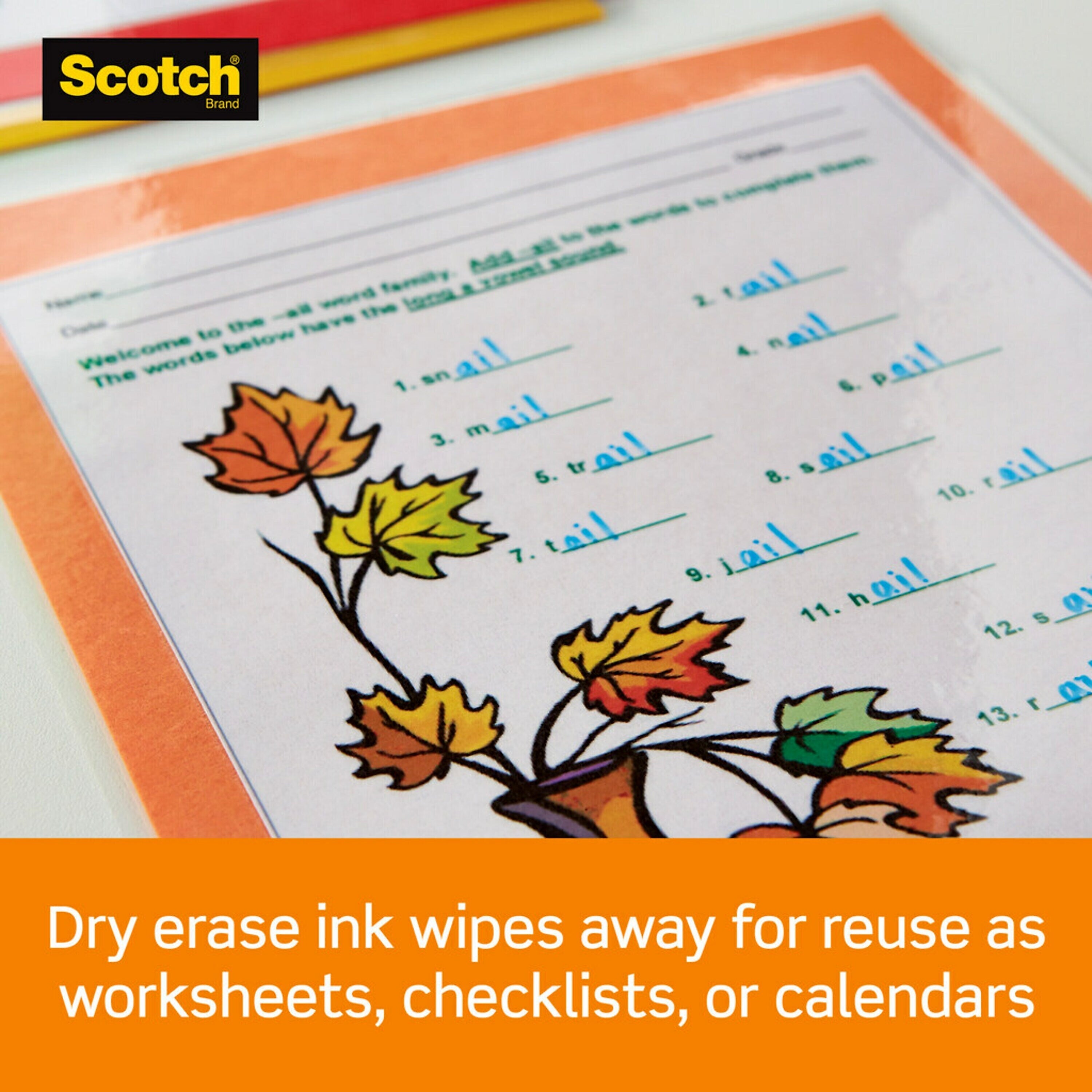 Scotch® Dry Erase Thermal Laminating Pouches, Letter Size, 8.9