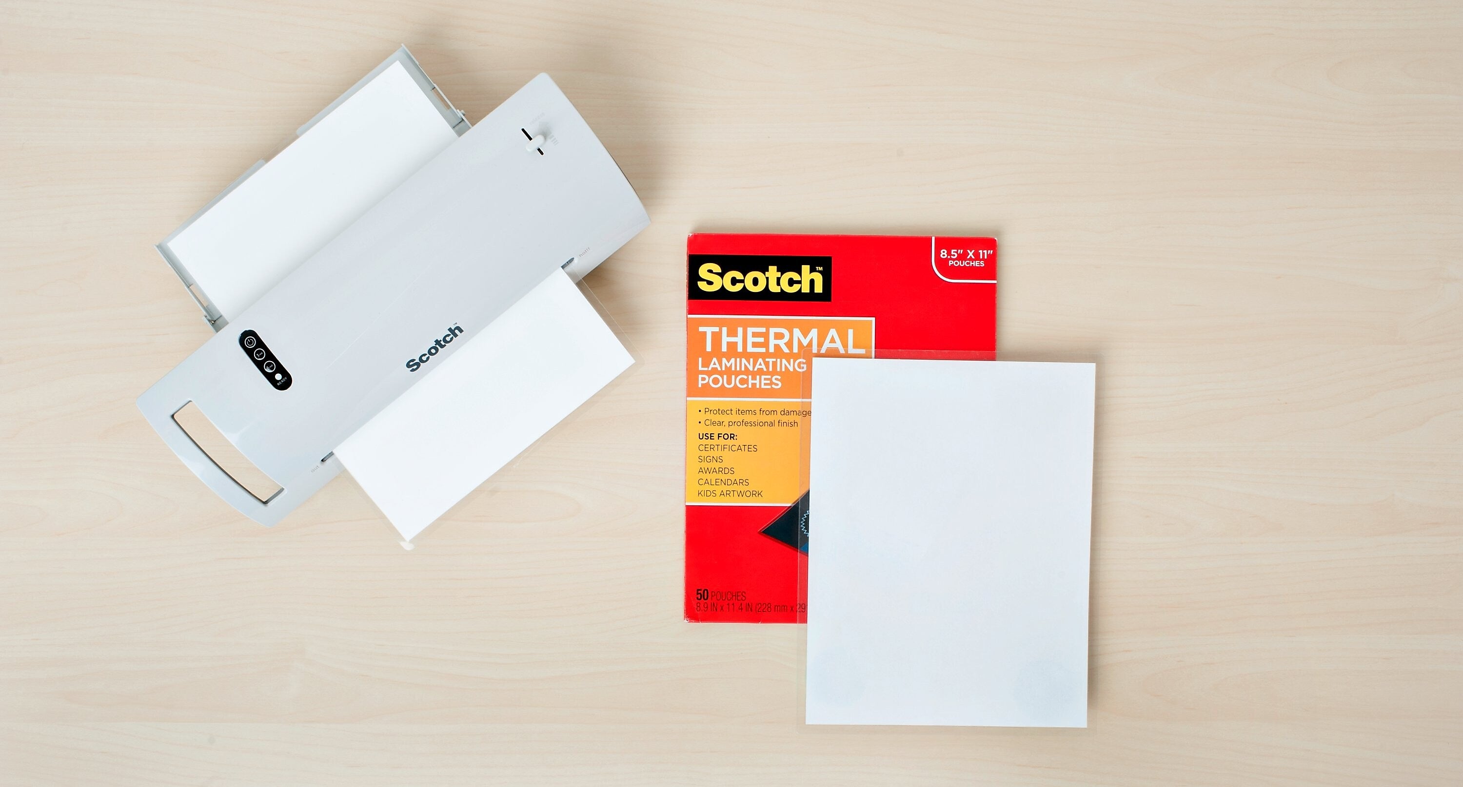 Scotch® Dry Erase Thermal Laminating Pouches, Letter Size, 8.9