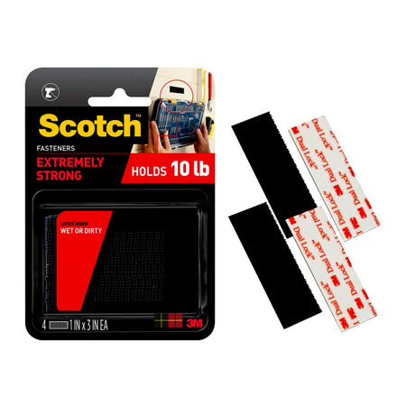 Scotch® Extreme Fasteners, Black, 4/Pack