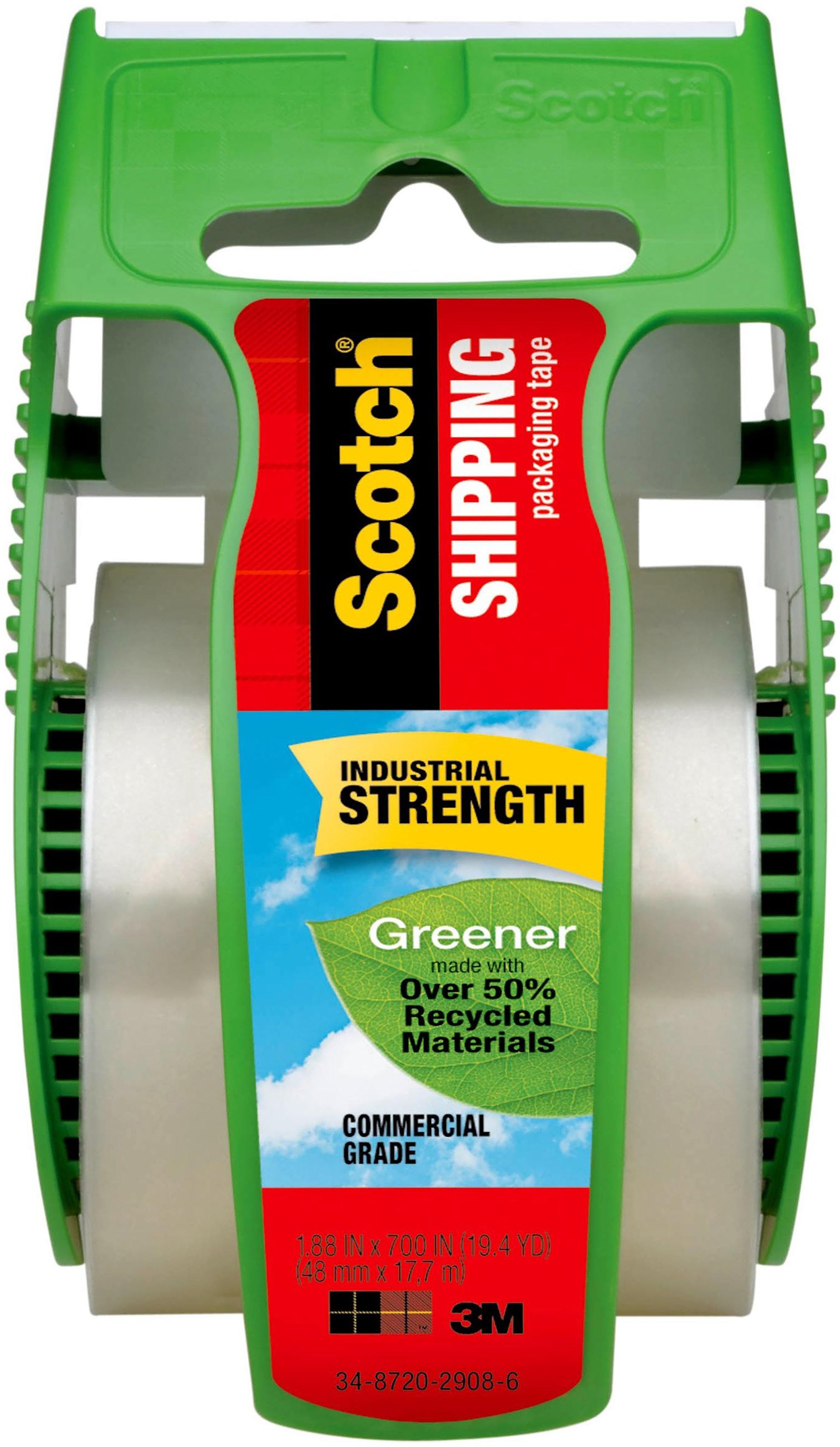 Scotch Greener Commercial Grade Packaging Tape with Dispenser, 1.88