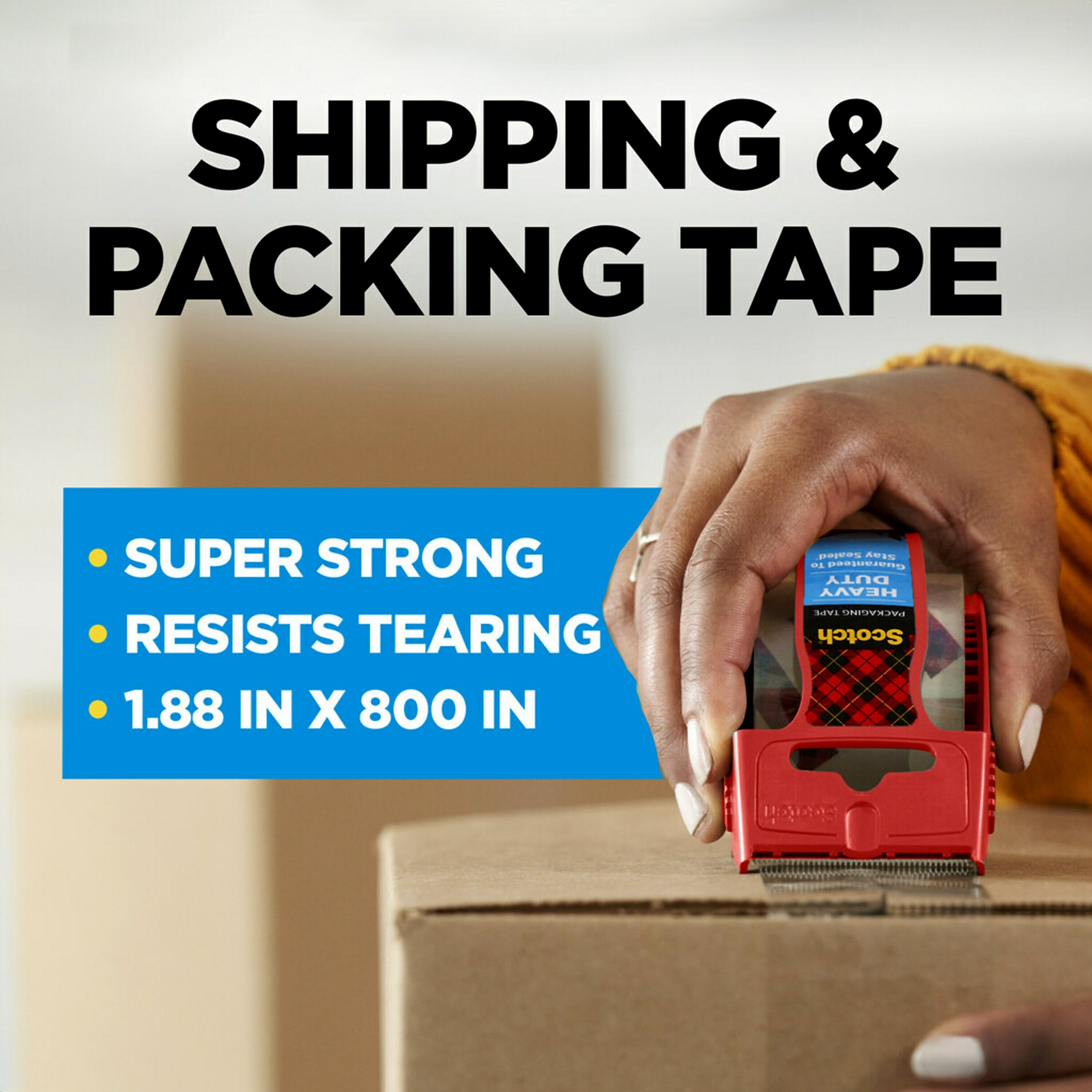 Scotch Heavy Duty Packing Tape with Dispenser, 1.88