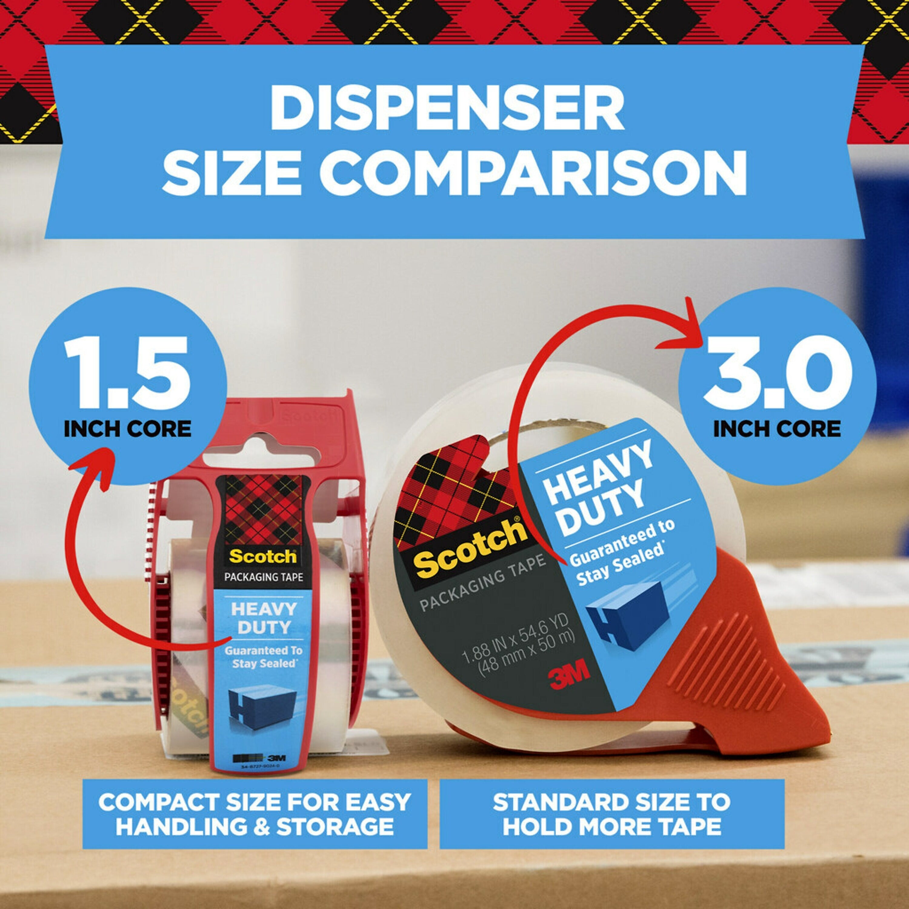 Scotch Heavy Duty Packing Tape with Dispenser, 1.88