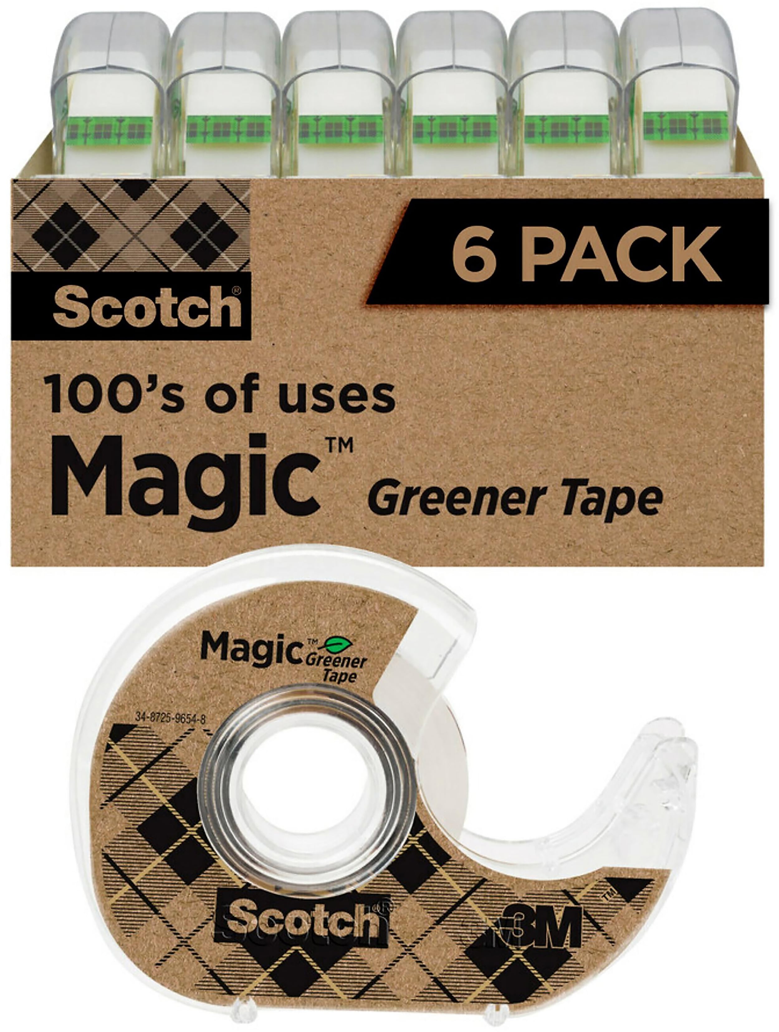Scotch Magic Greener Invisible Clear Tape Refill, 0.75