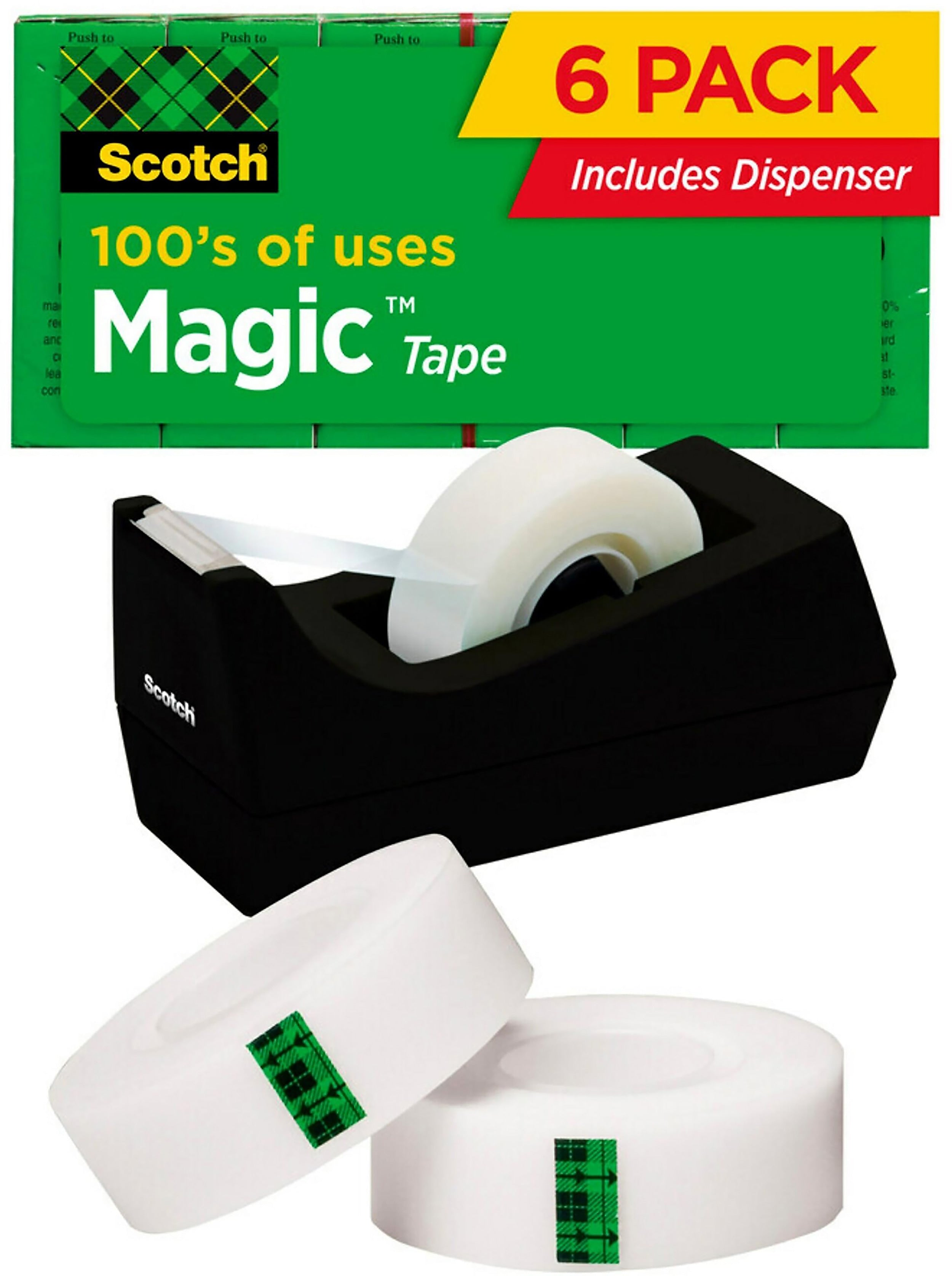 Scotch Magic Invisible Tape with Dispenser, 3/4