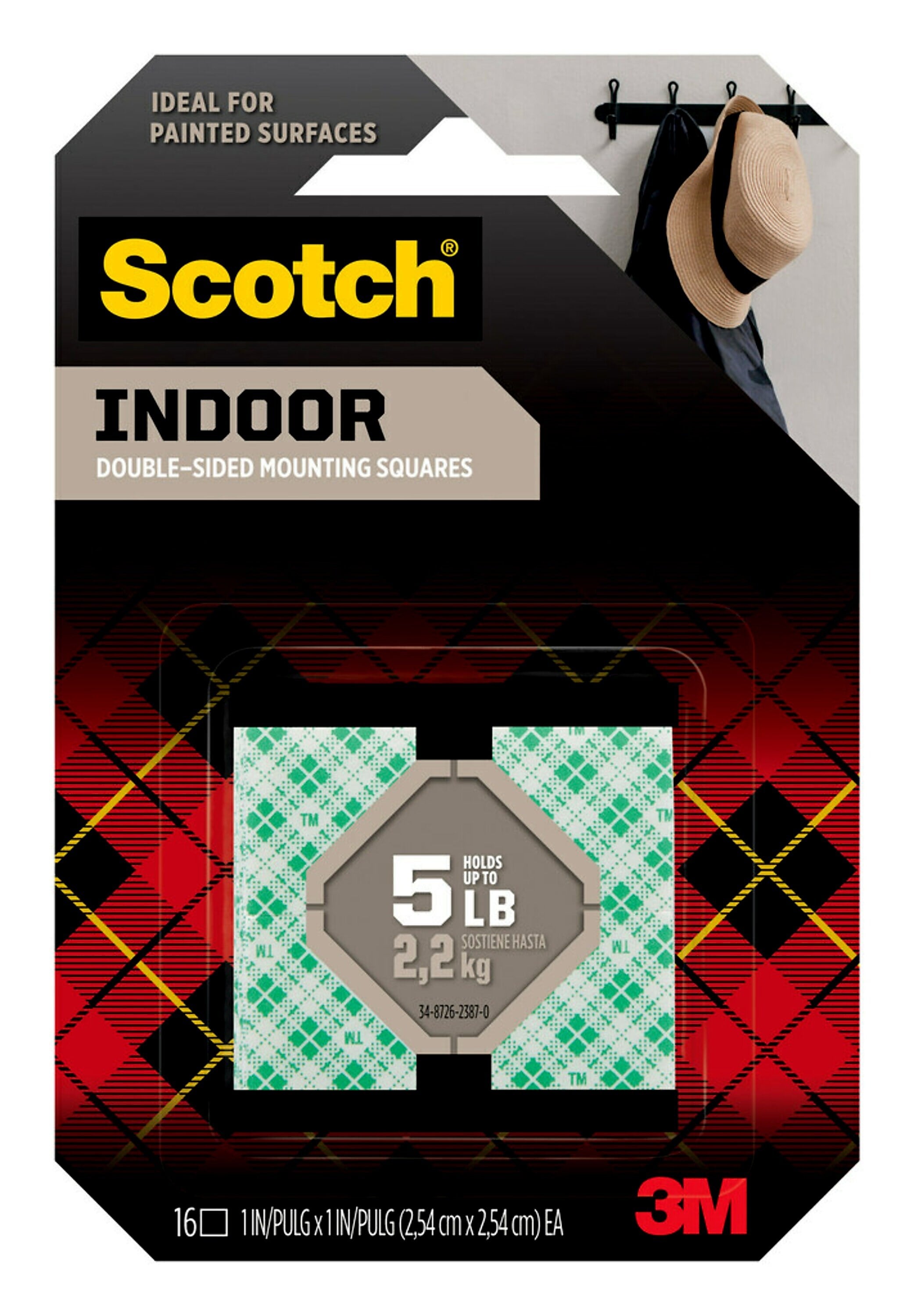 Scotch Mounting Squares, 10 lb., White, 16/Pack