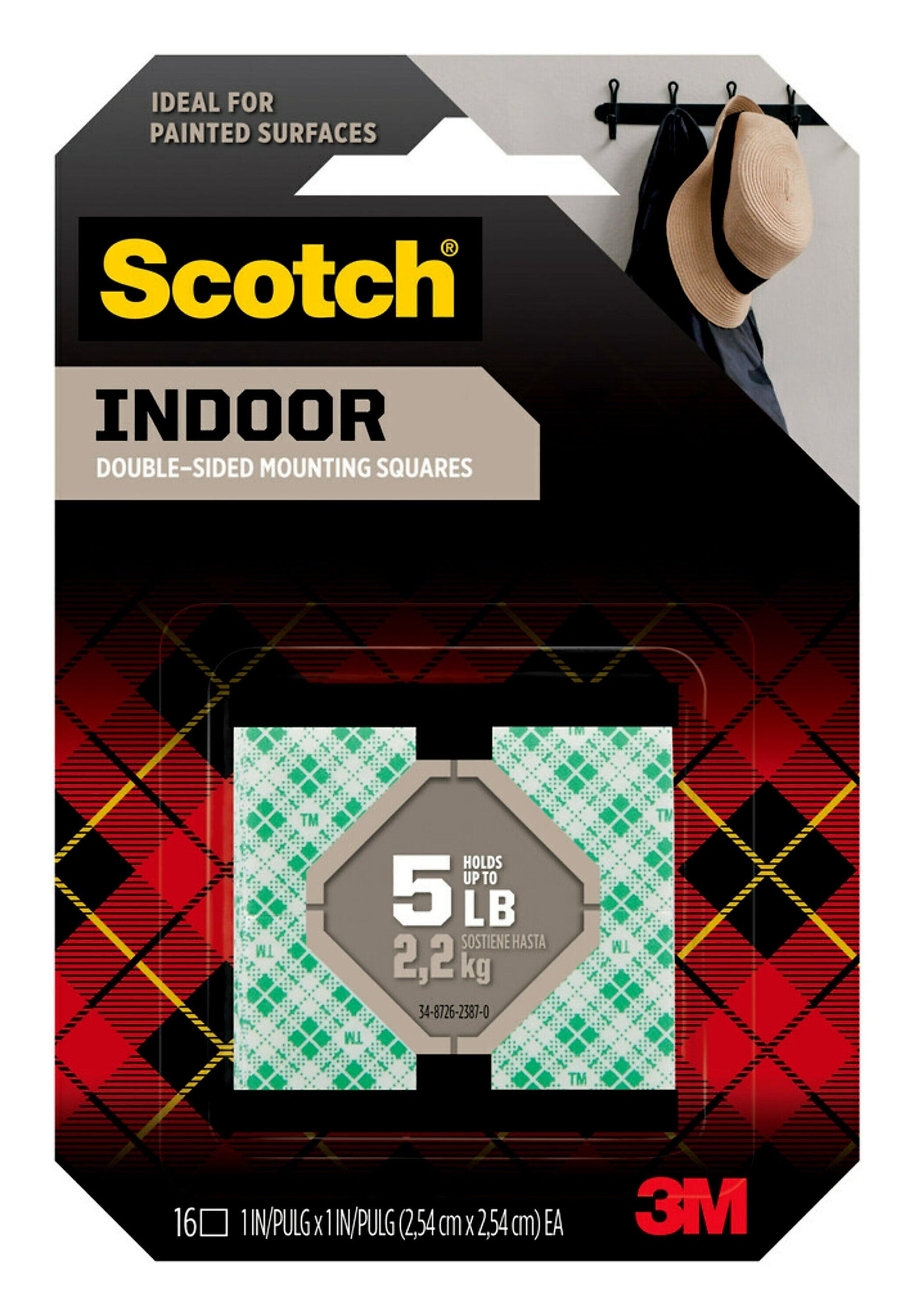 Scotch Mounting Squares, 10 lb., White, 16/Pack