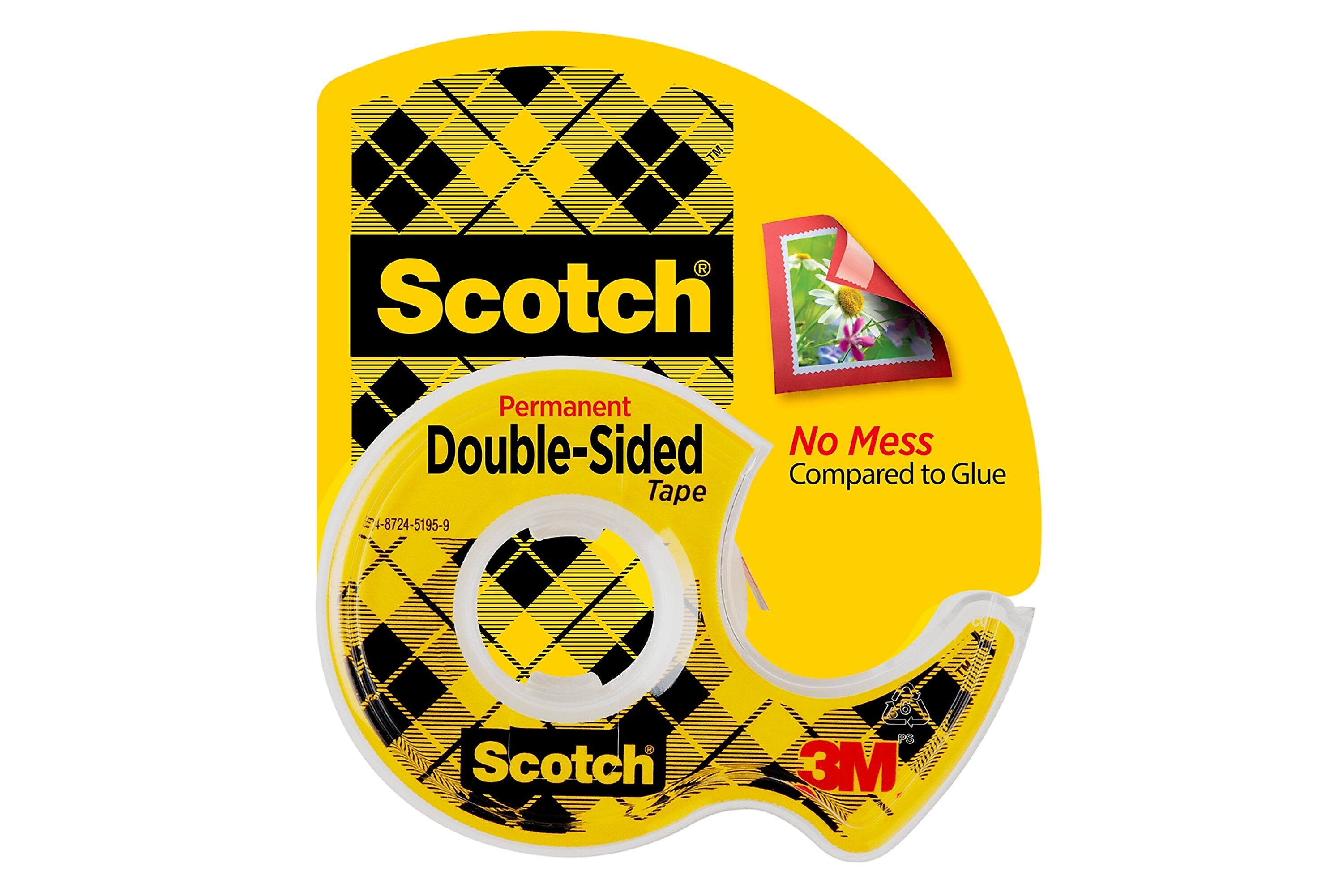 Scotch® Permanent Double Sided Tape w/Refillable Dispenser, 1/2