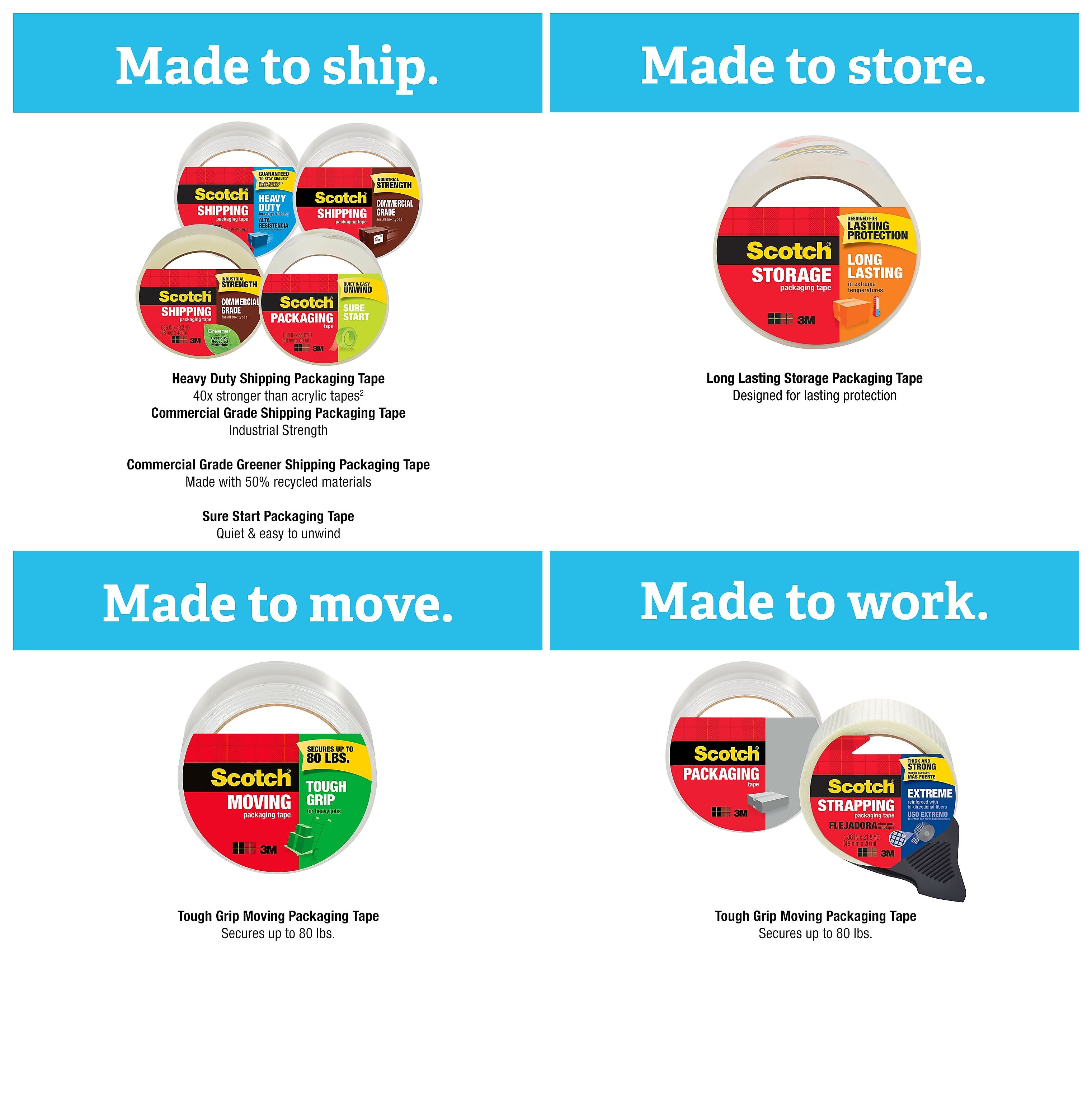 Scotch® Printed Message Box Sealing Tape, 