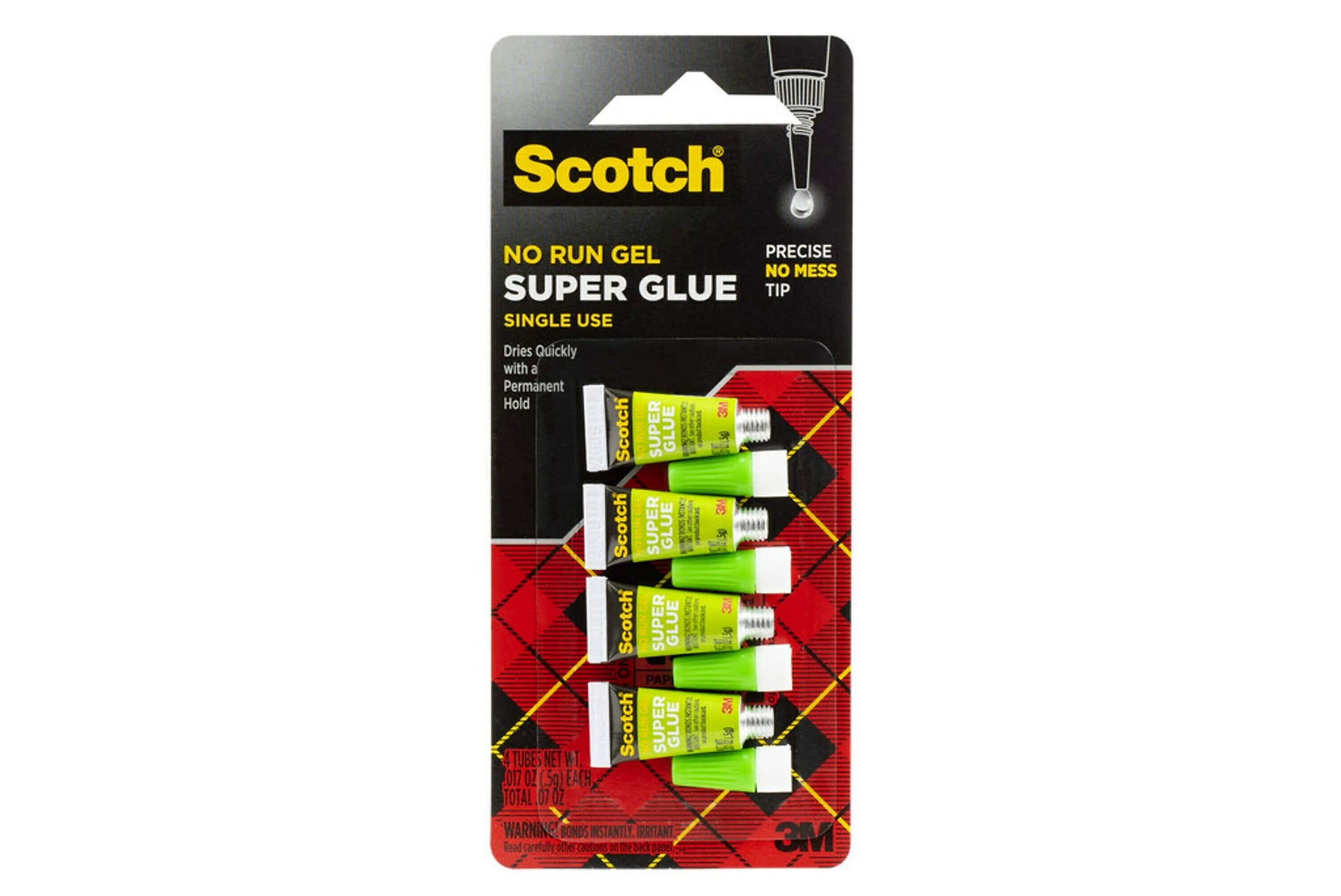 Scotch Single Use Super Glue, 0.17 oz., 4/Pack