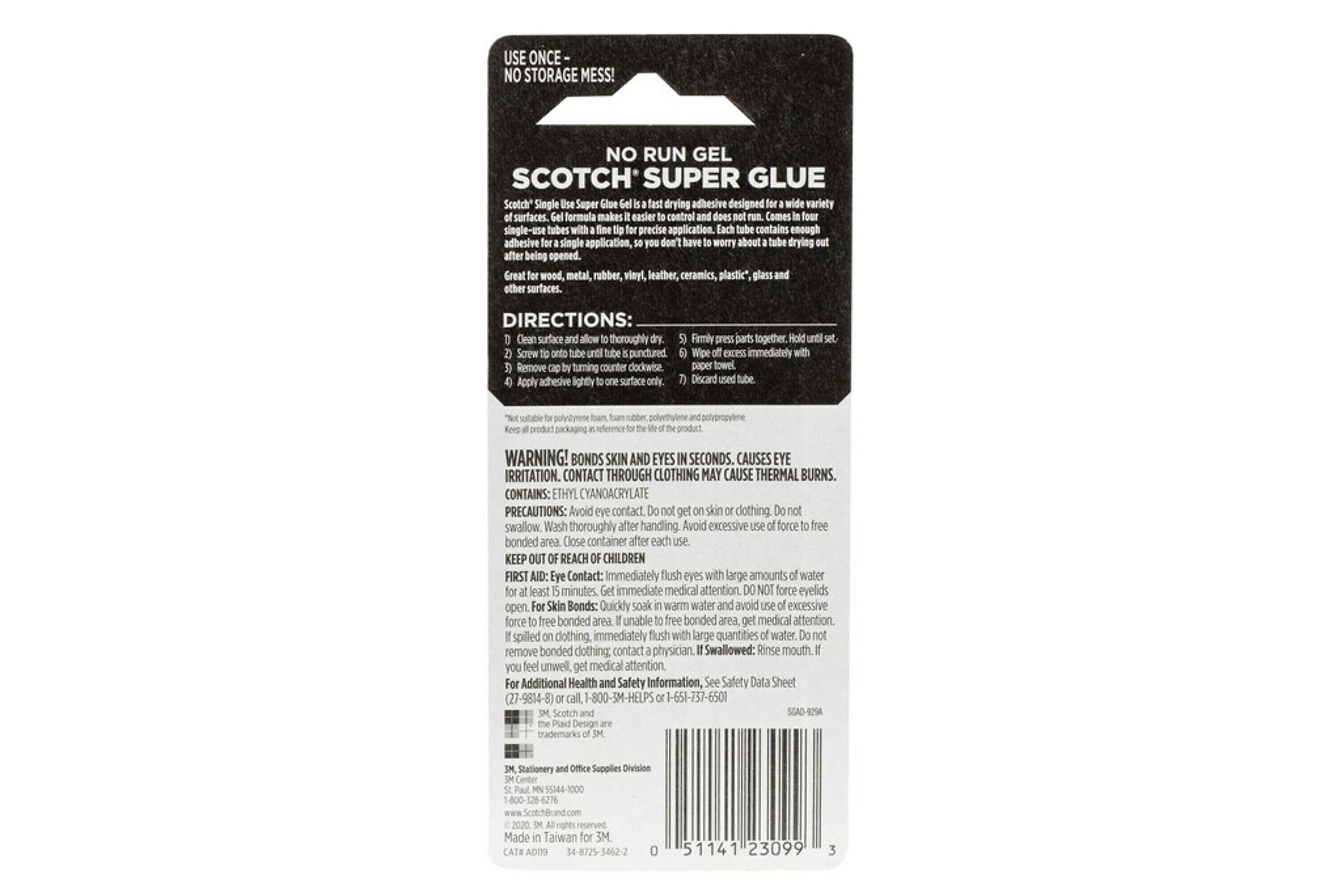 Scotch Single Use Super Glue, 0.17 oz., 4/Pack