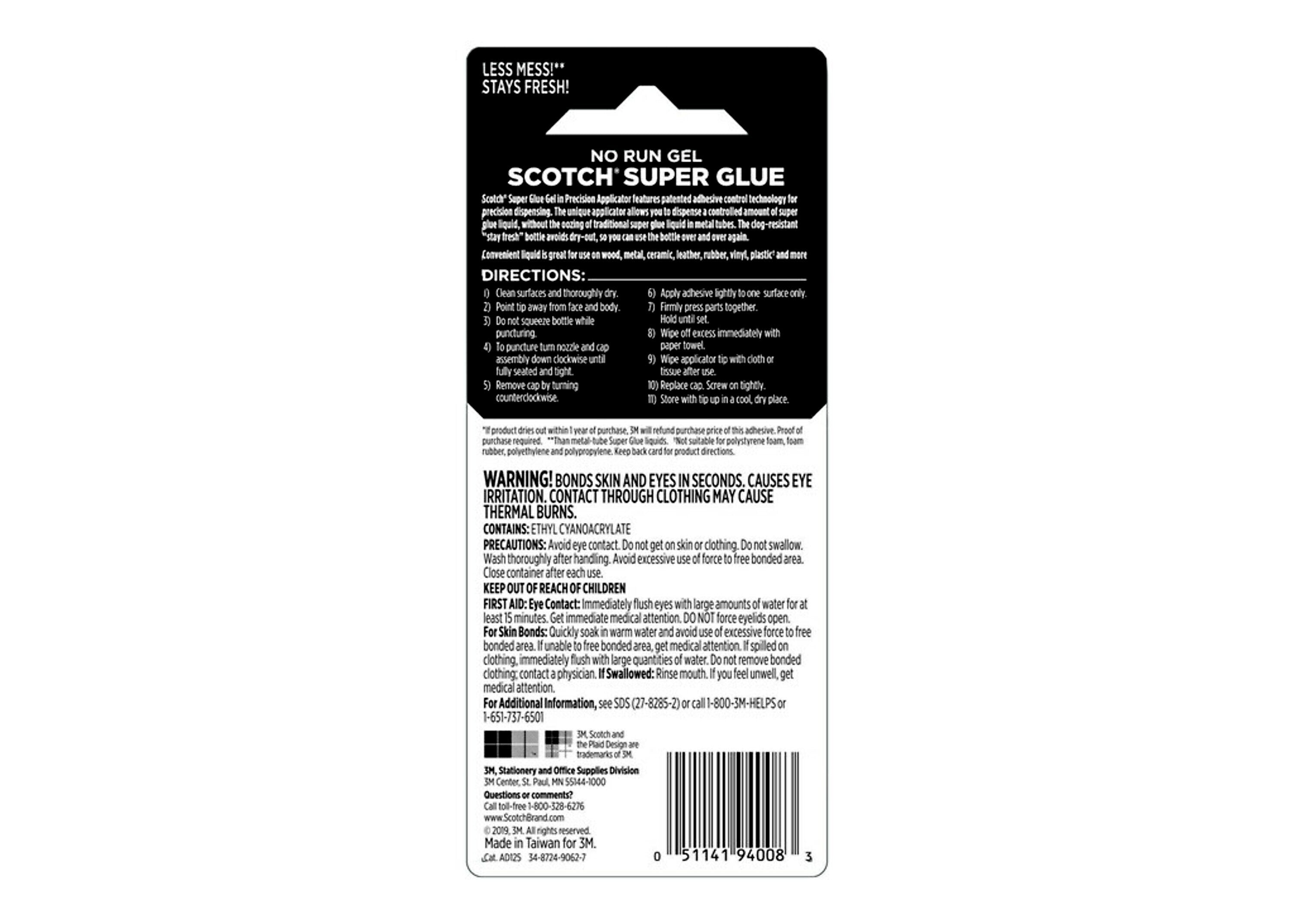 Scotch® Super Glue, 0.14 oz., Tan