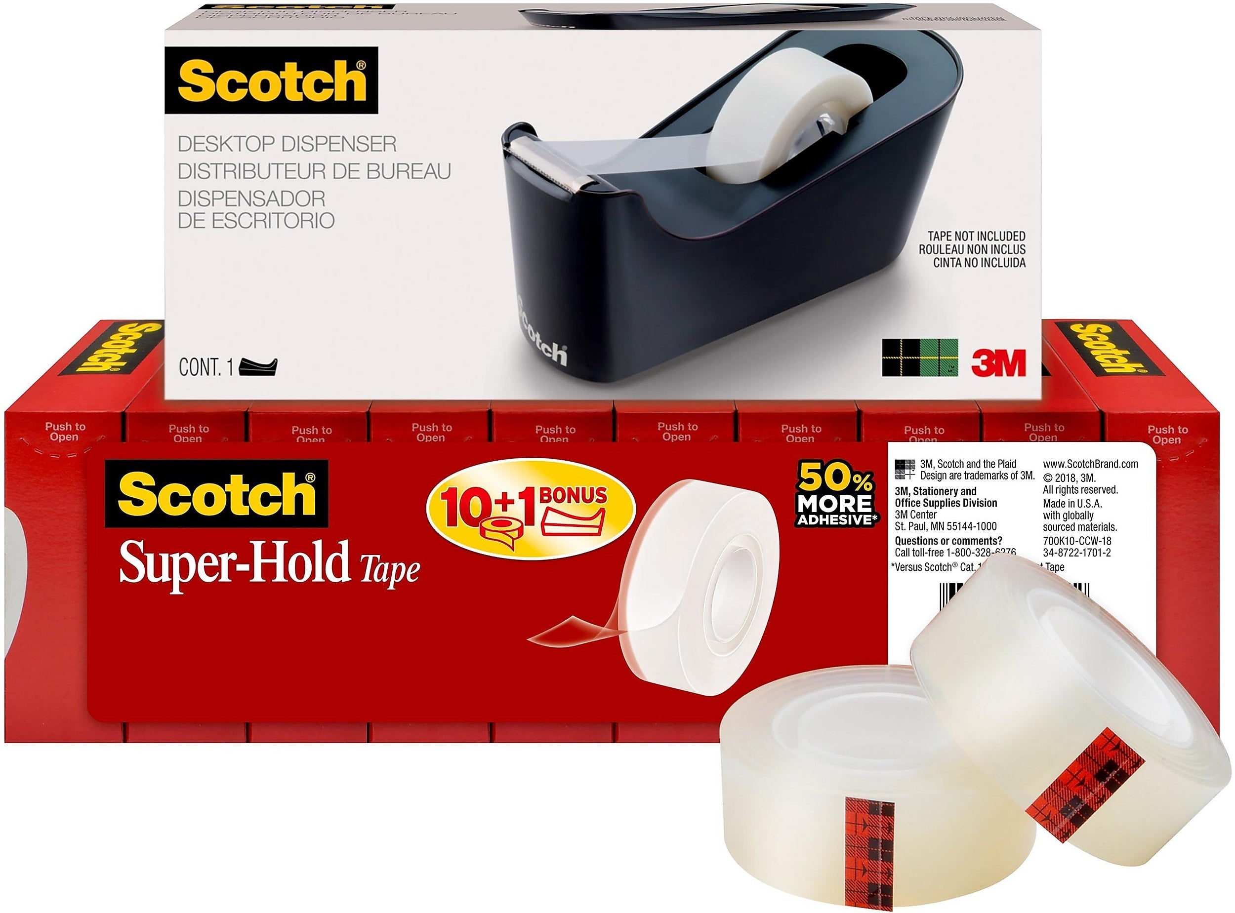 Scotch® Super-Hold Tape with Dispenser, 3/4