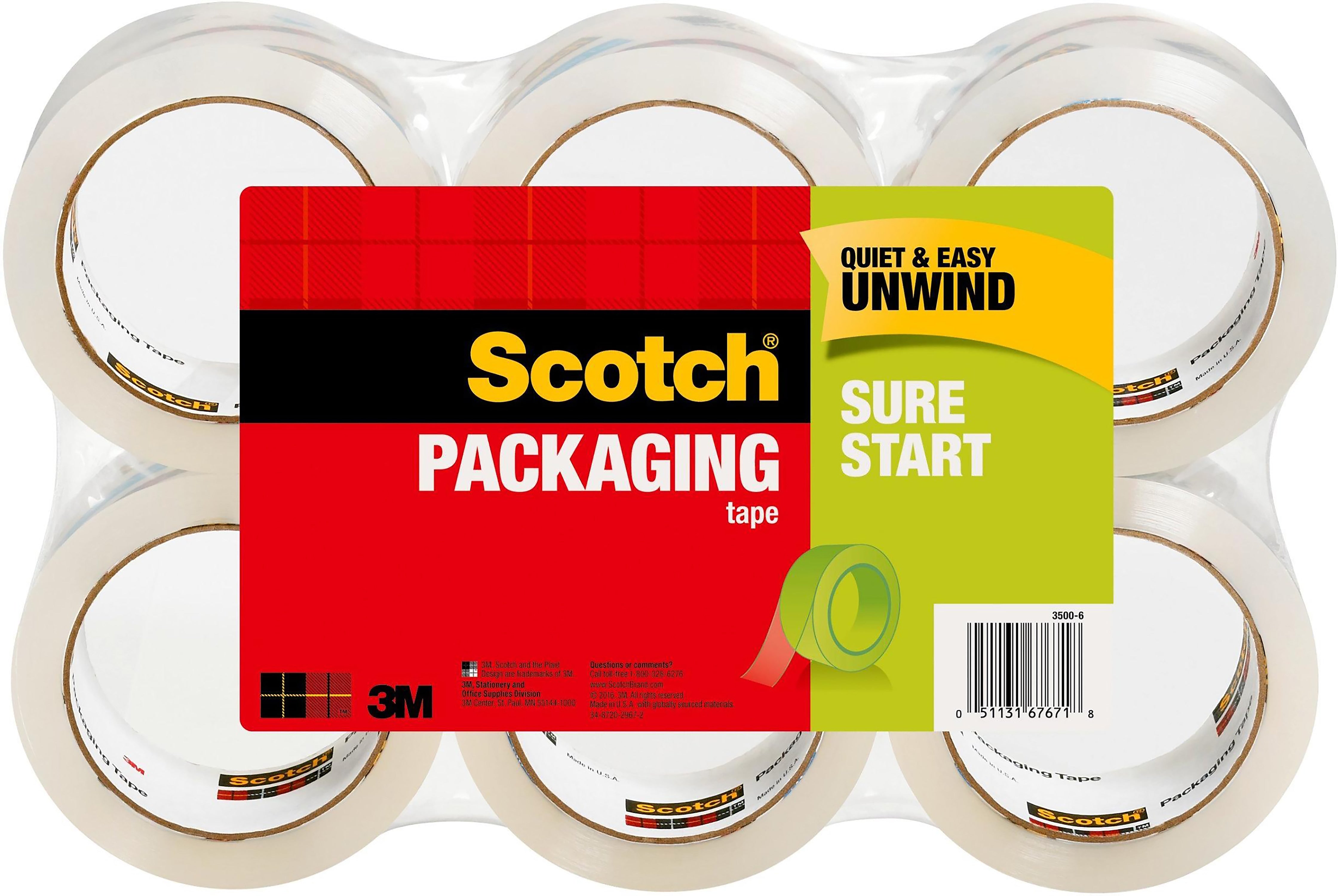 Scotch Sure Start Heavy Duty Packing Tape, 1.88
