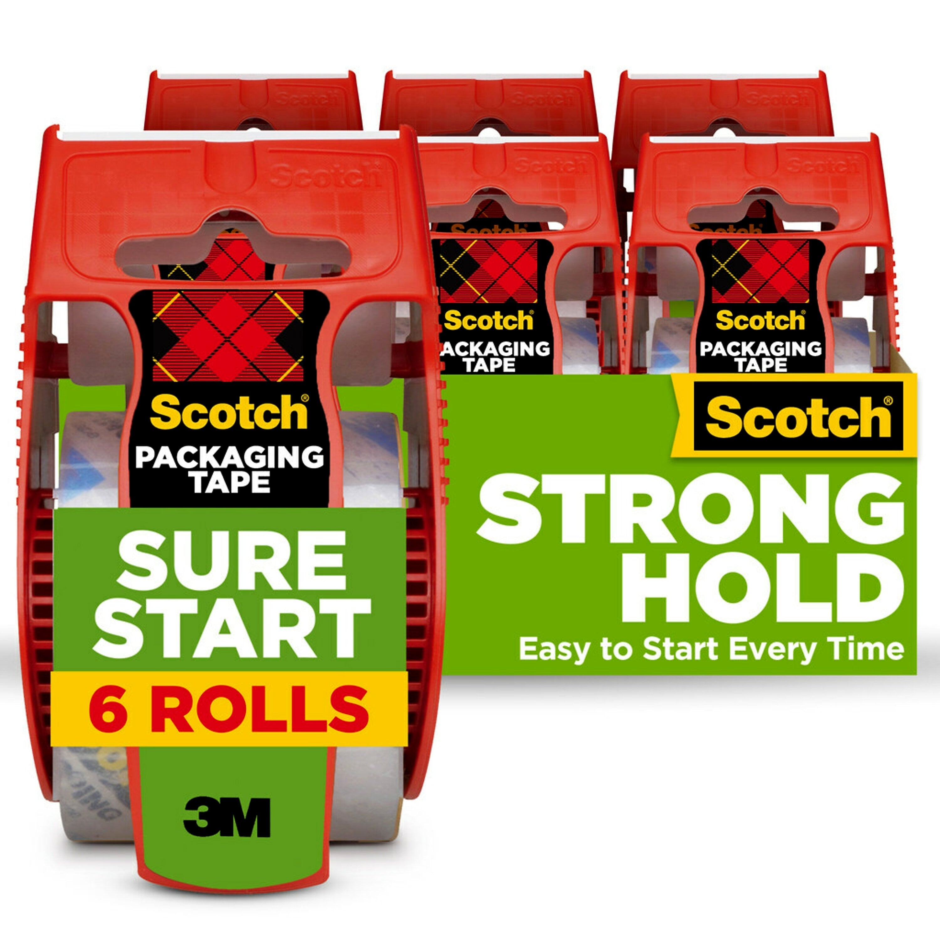Scotch Sure-Start Packing Tape with Dispenser, 1.88
