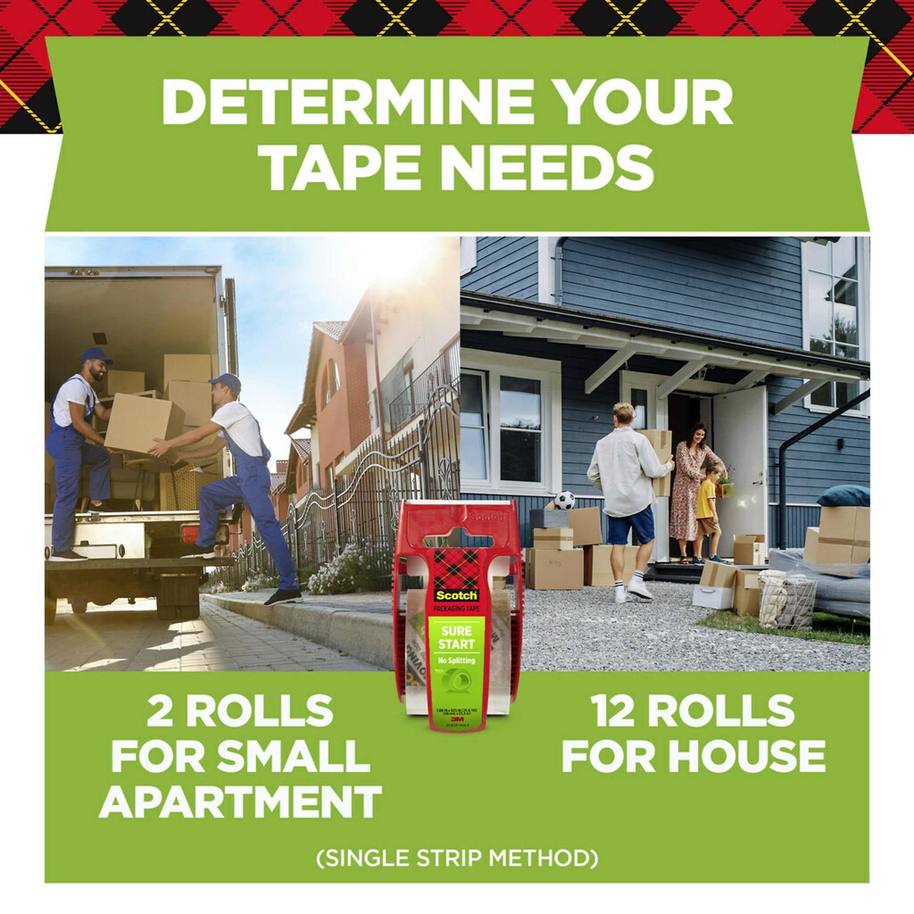 Scotch Sure-Start Packing Tape with Dispenser, 1.88
