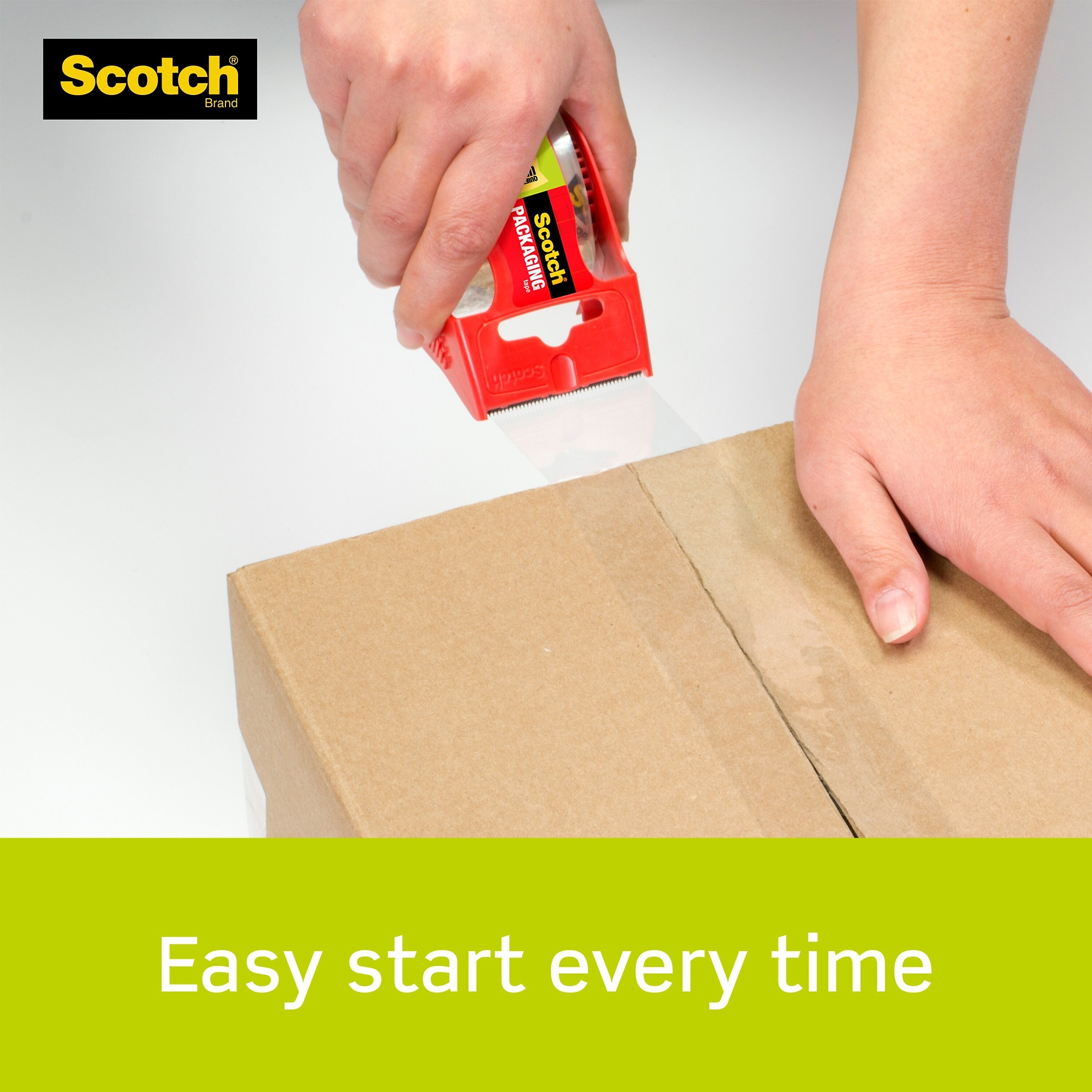 Scotch Sure-Start Packing Tape with Dispenser, 1.88