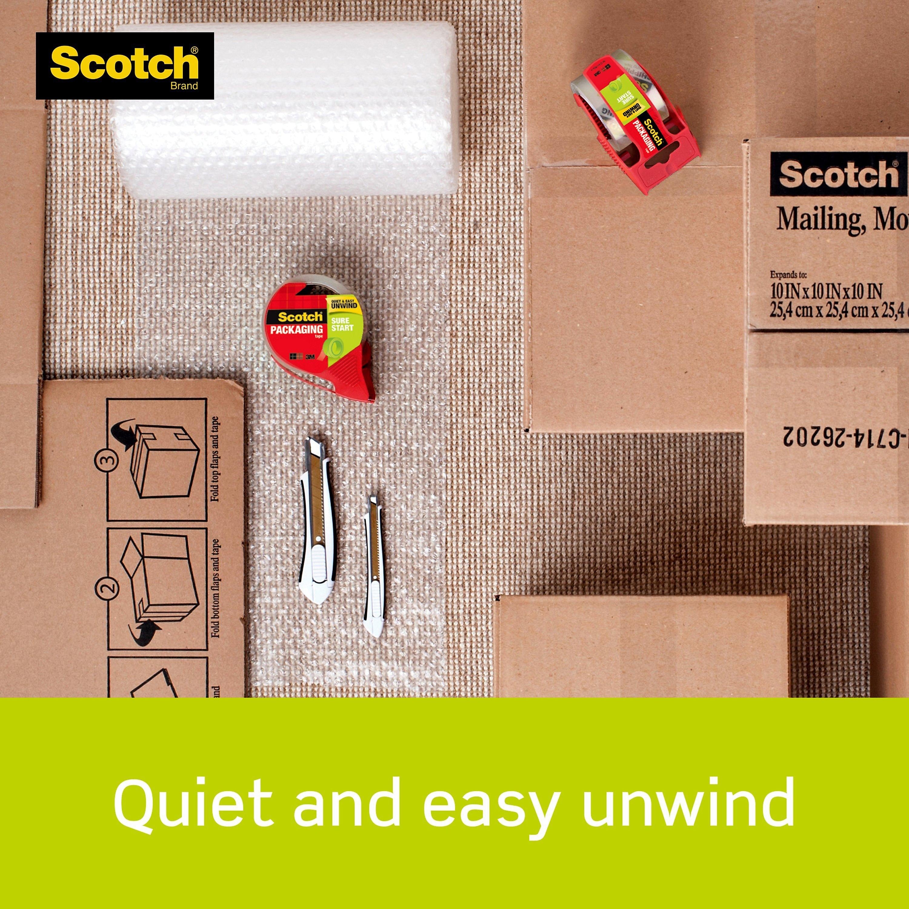 Scotch Sure Start Shipping Packing Tape with Dispenser, 1.88