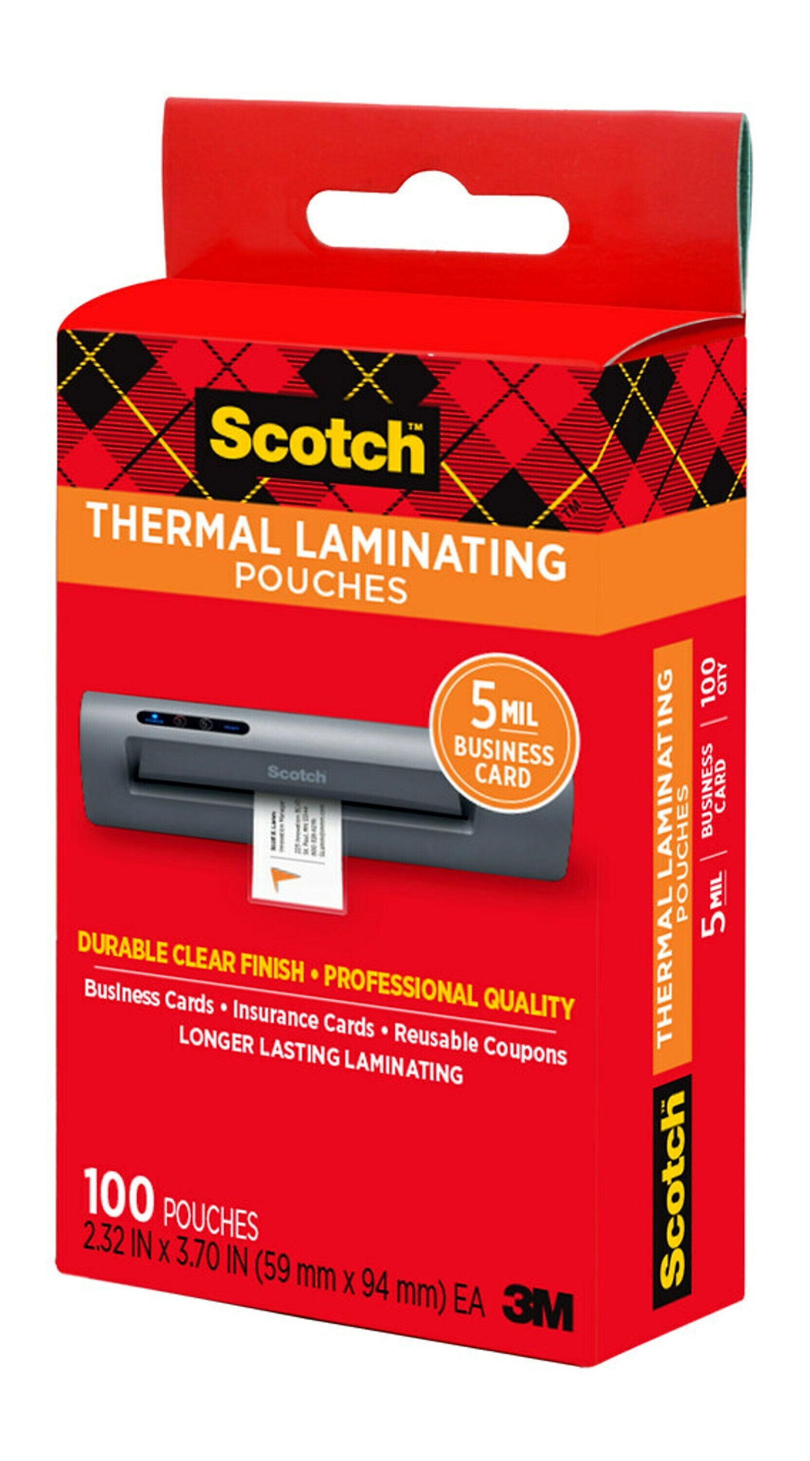 Scotch Thermal Laminating Pouches, Business Card, 5 Mil