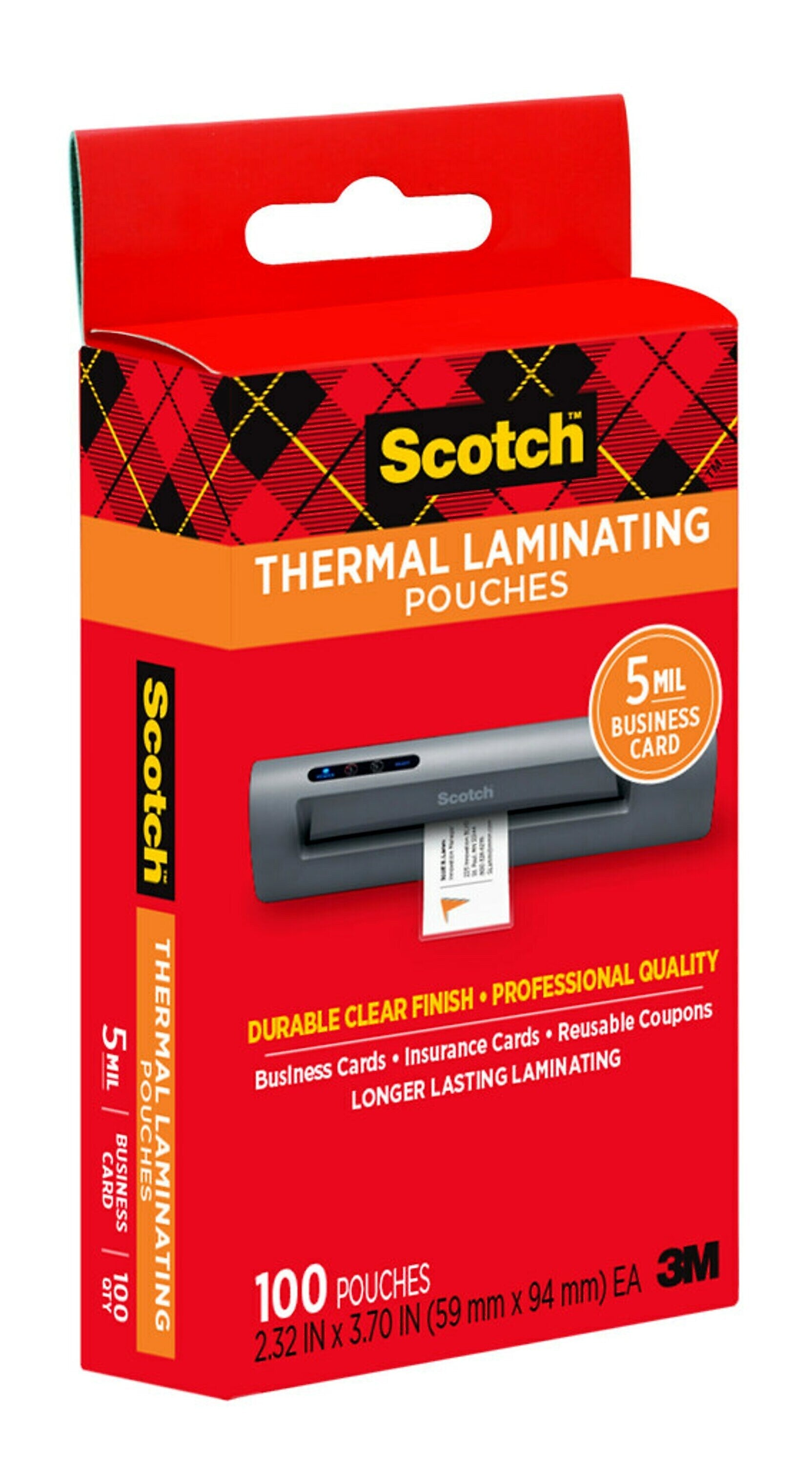 Scotch Thermal Laminating Pouches, Business Card, 5 Mil