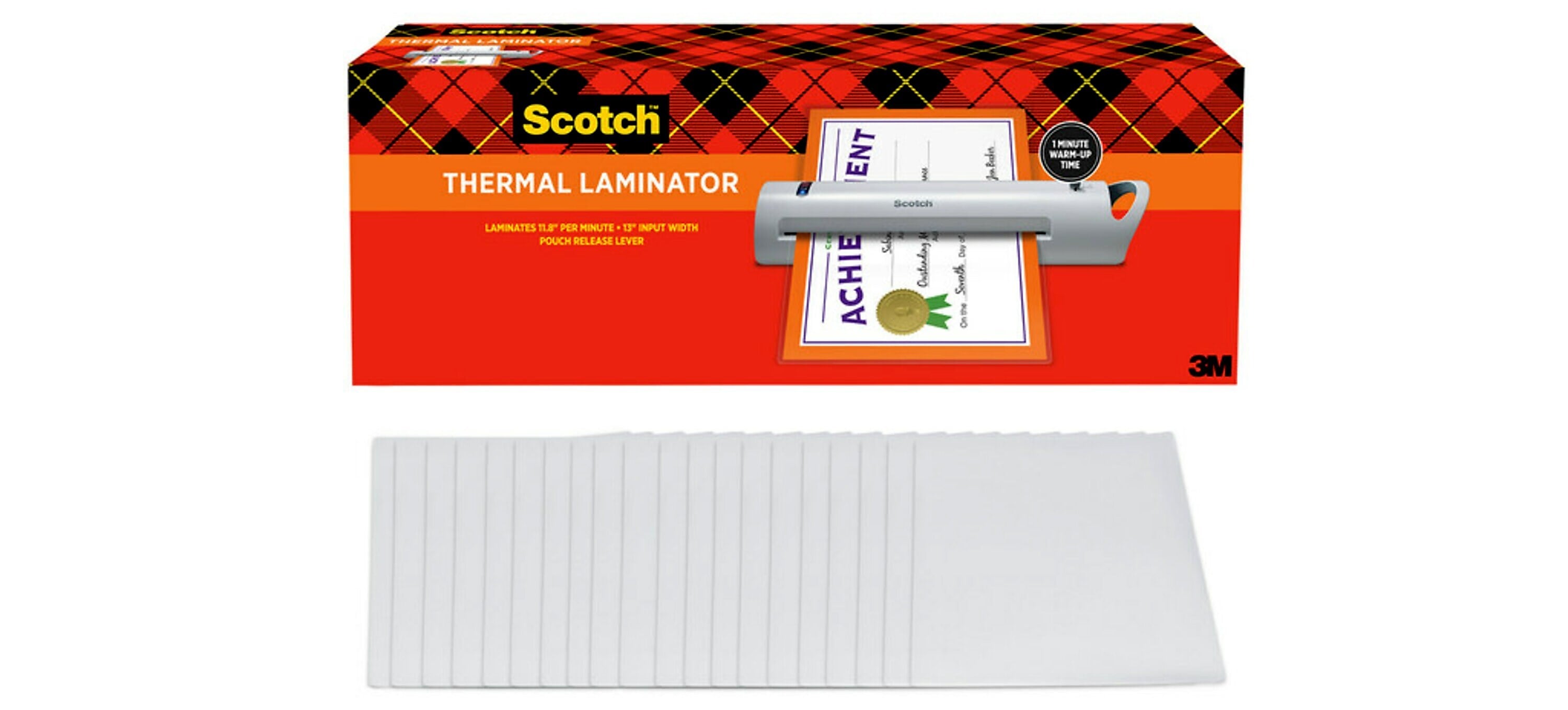 Scotch Thermal Laminator with 20 Letter Size Pouches, 13