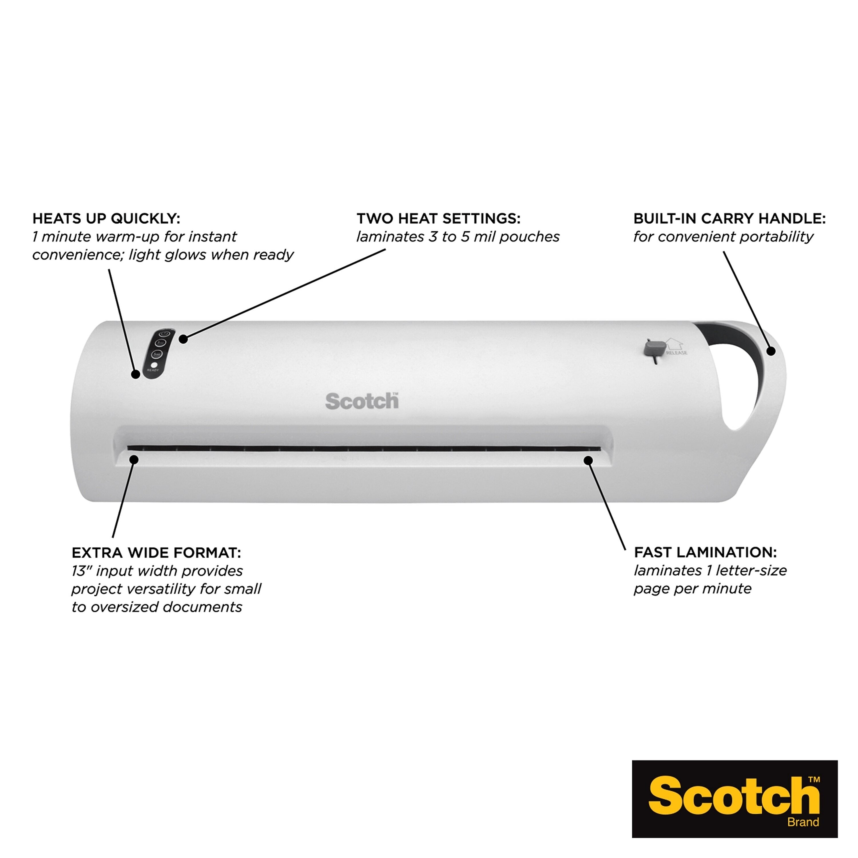 Scotch Thermal Laminator with 20 Letter Size Pouches, 13