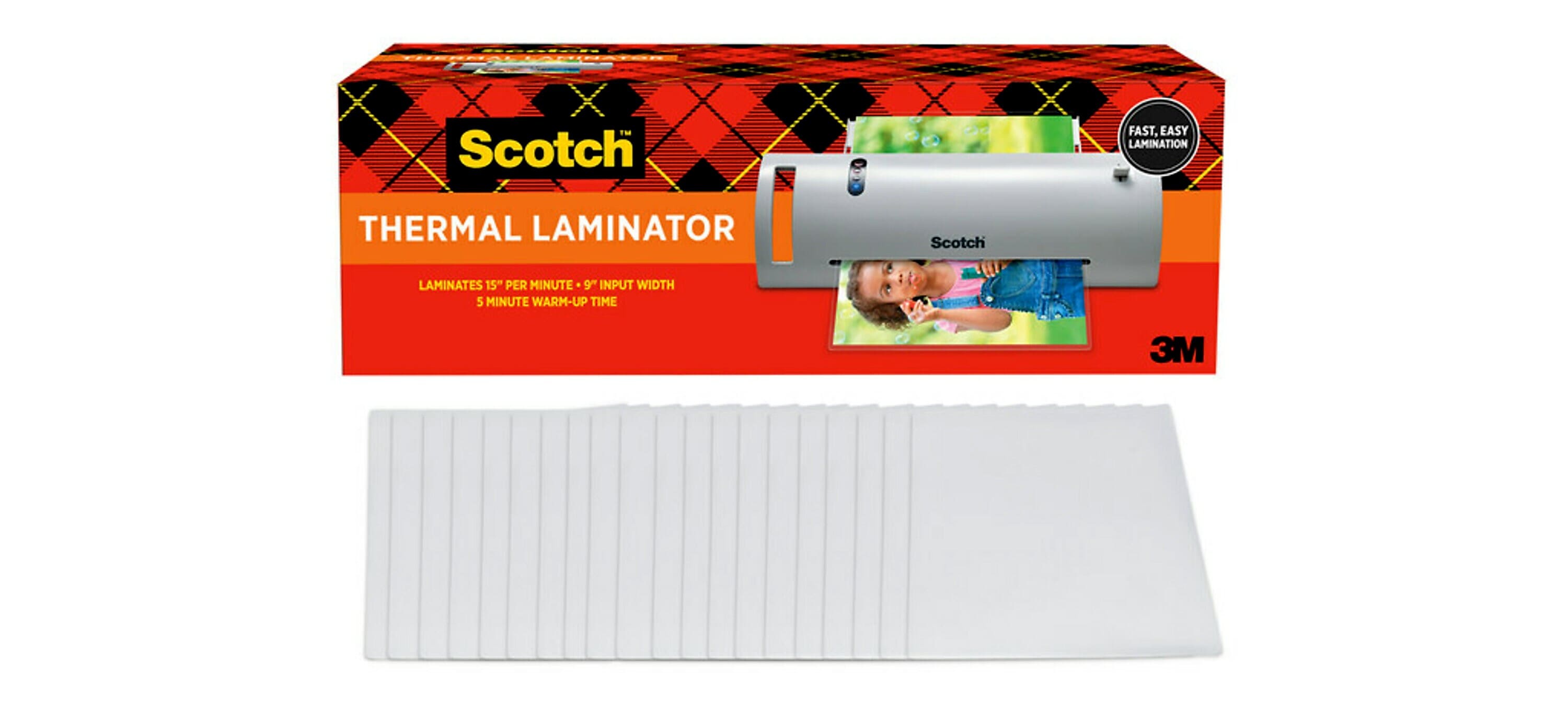 Scotch Thermal Laminator with 20 Letter Size Pouches Value Pack, 9