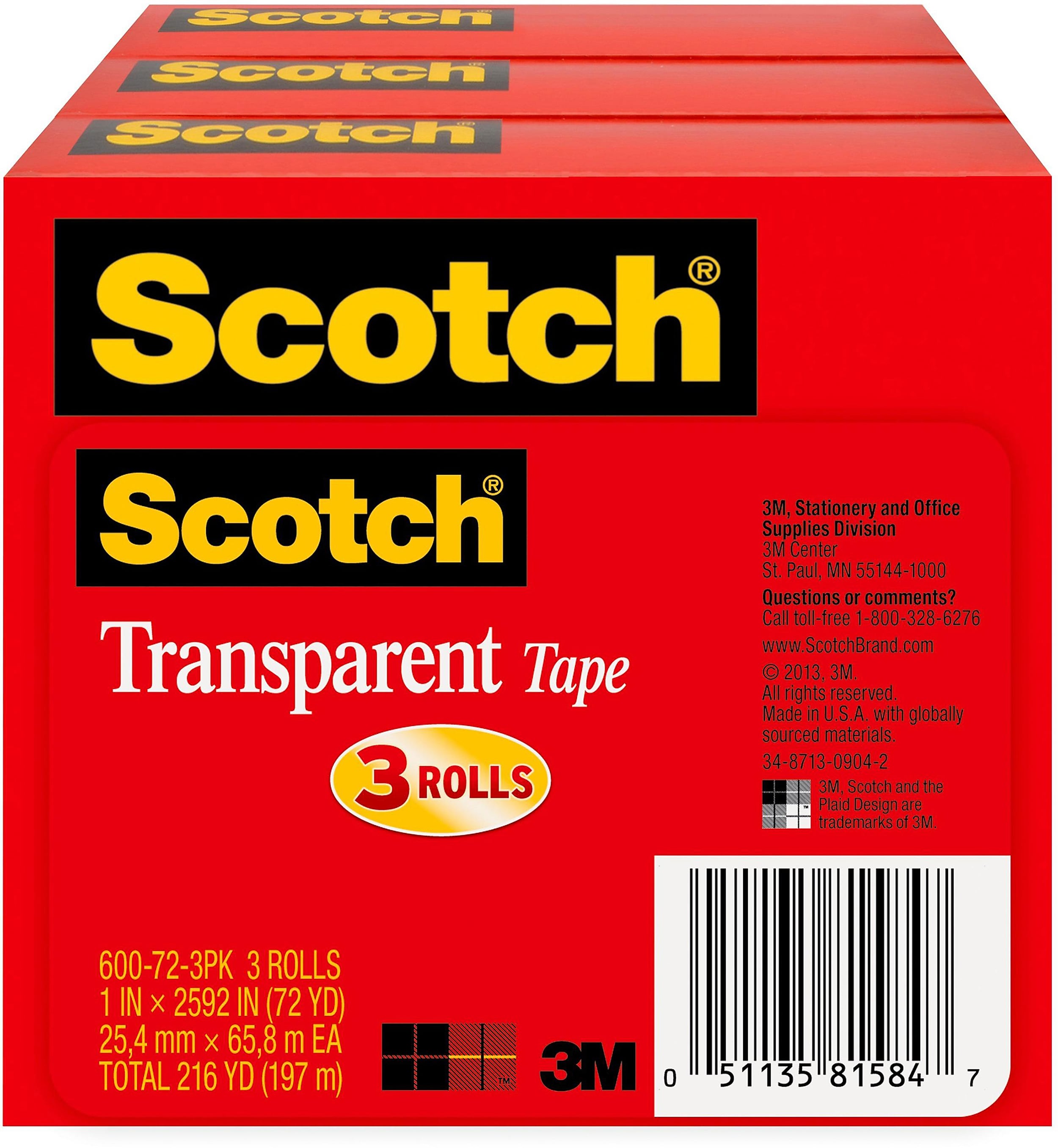 Scotch Transparent Clear Tape Refill, 1