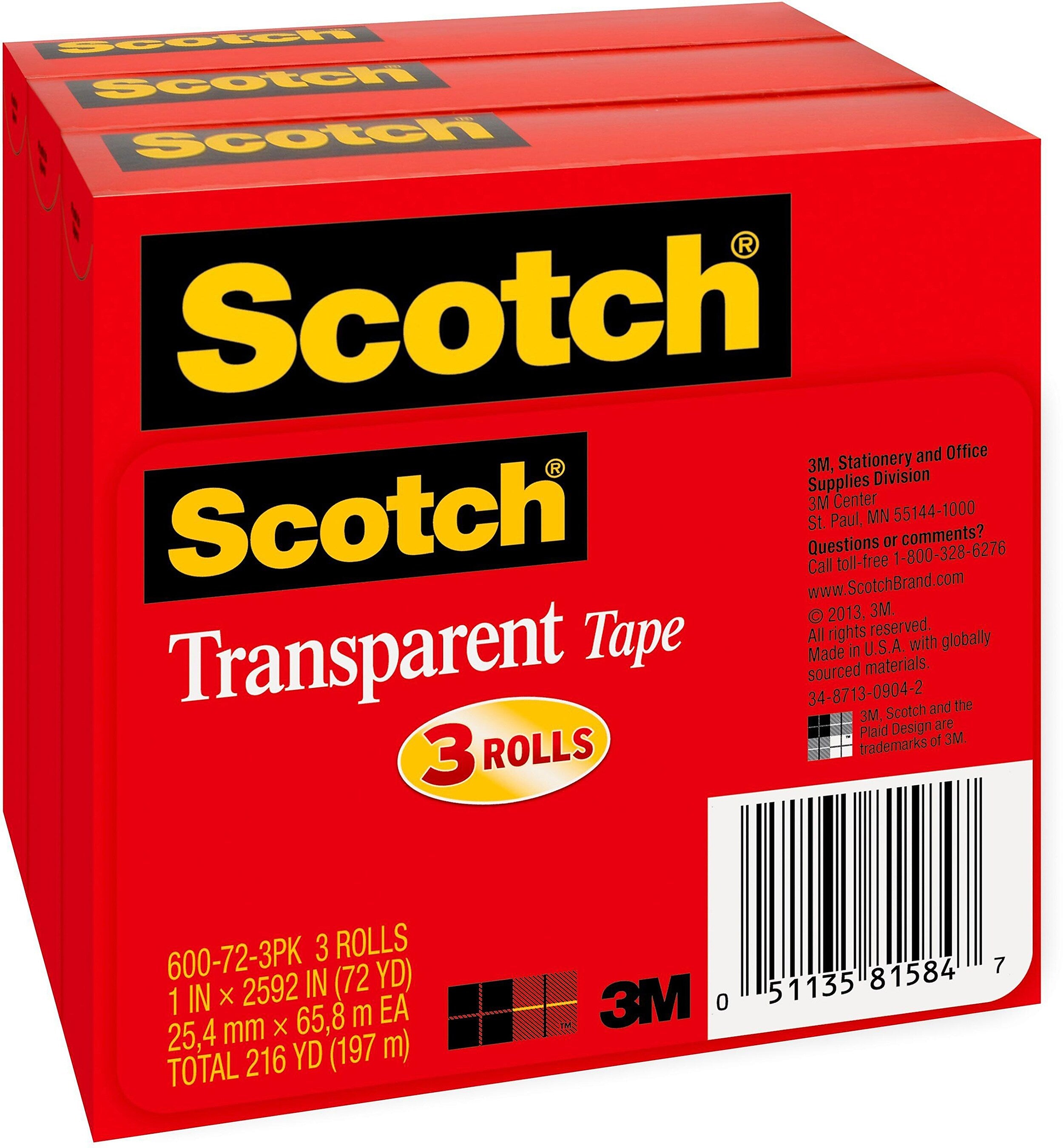 Scotch Transparent Clear Tape Refill, 1