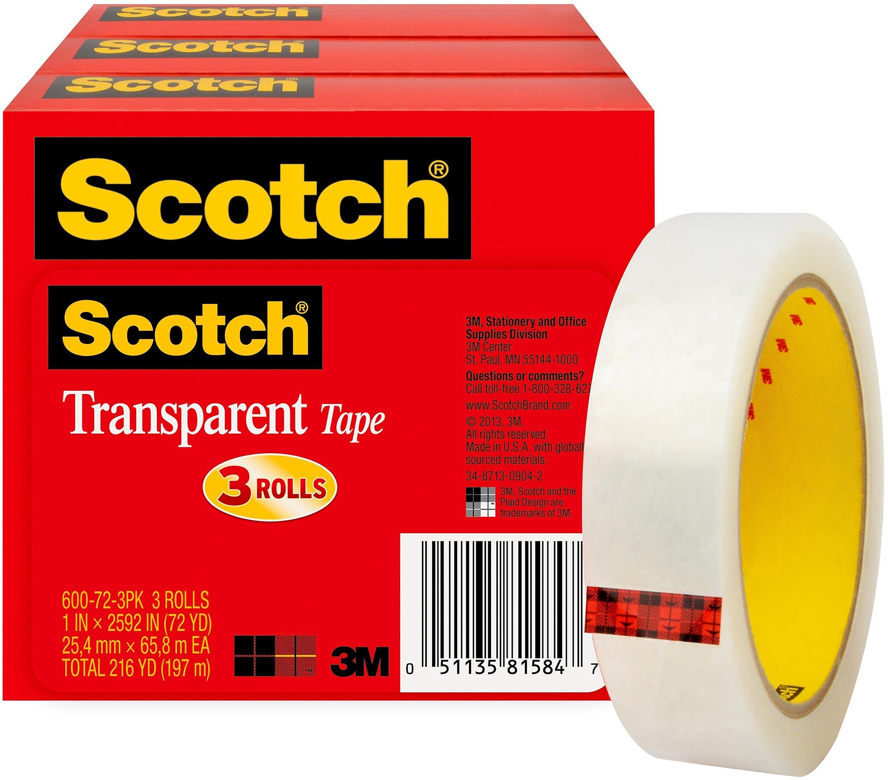 Scotch Transparent Clear Tape Refill, 1
