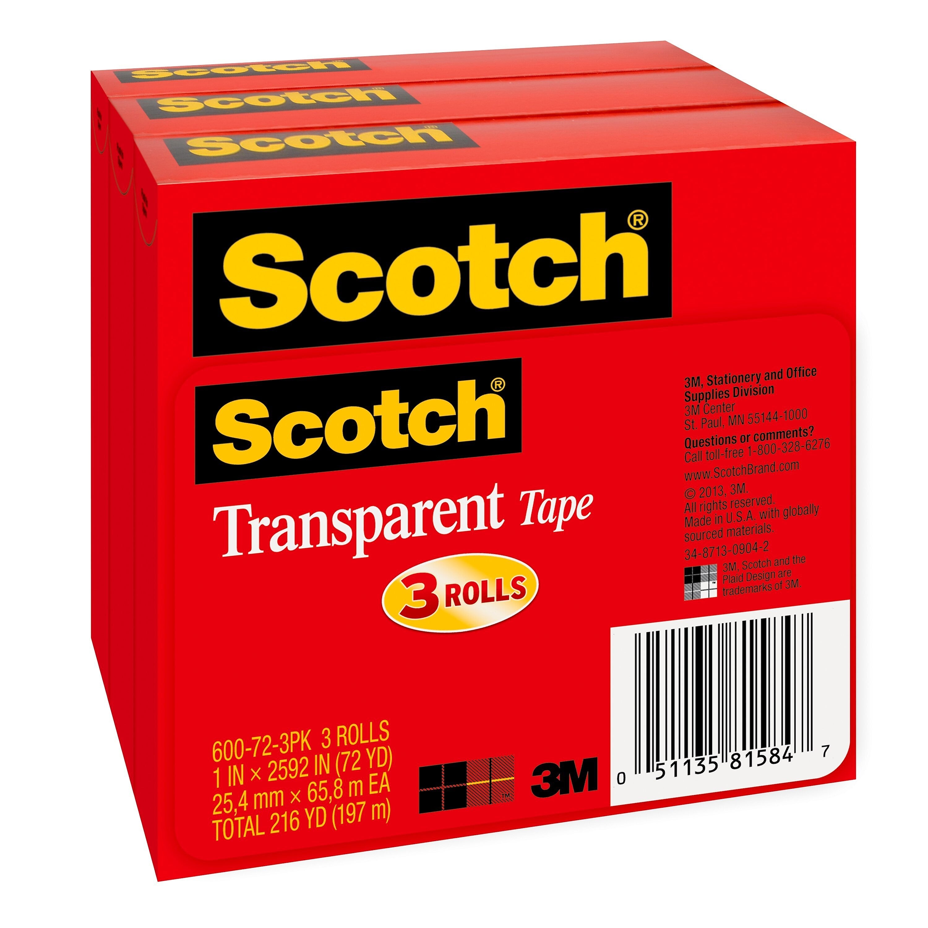 Scotch Transparent Clear Tape Refill, 1