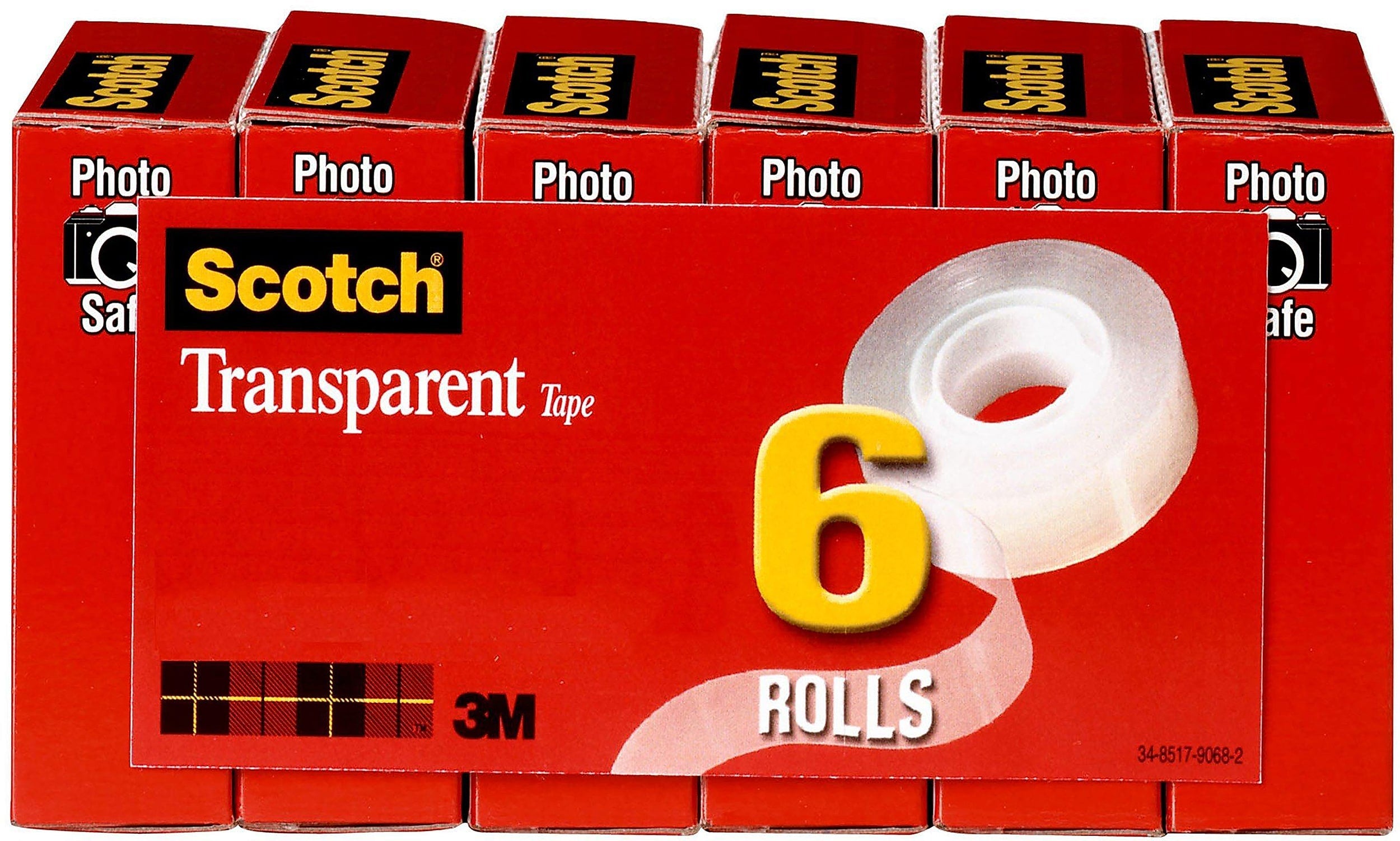 Scotch Transparent Tape Refill, 3/4" x 36 yds., 6 Rolls