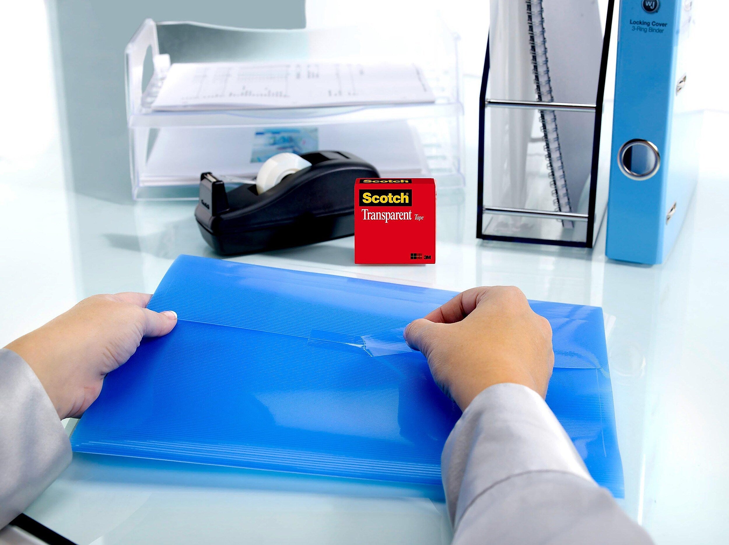 Scotch® Transparent Tape, w/Built in Refillable Dispenser, 1/2