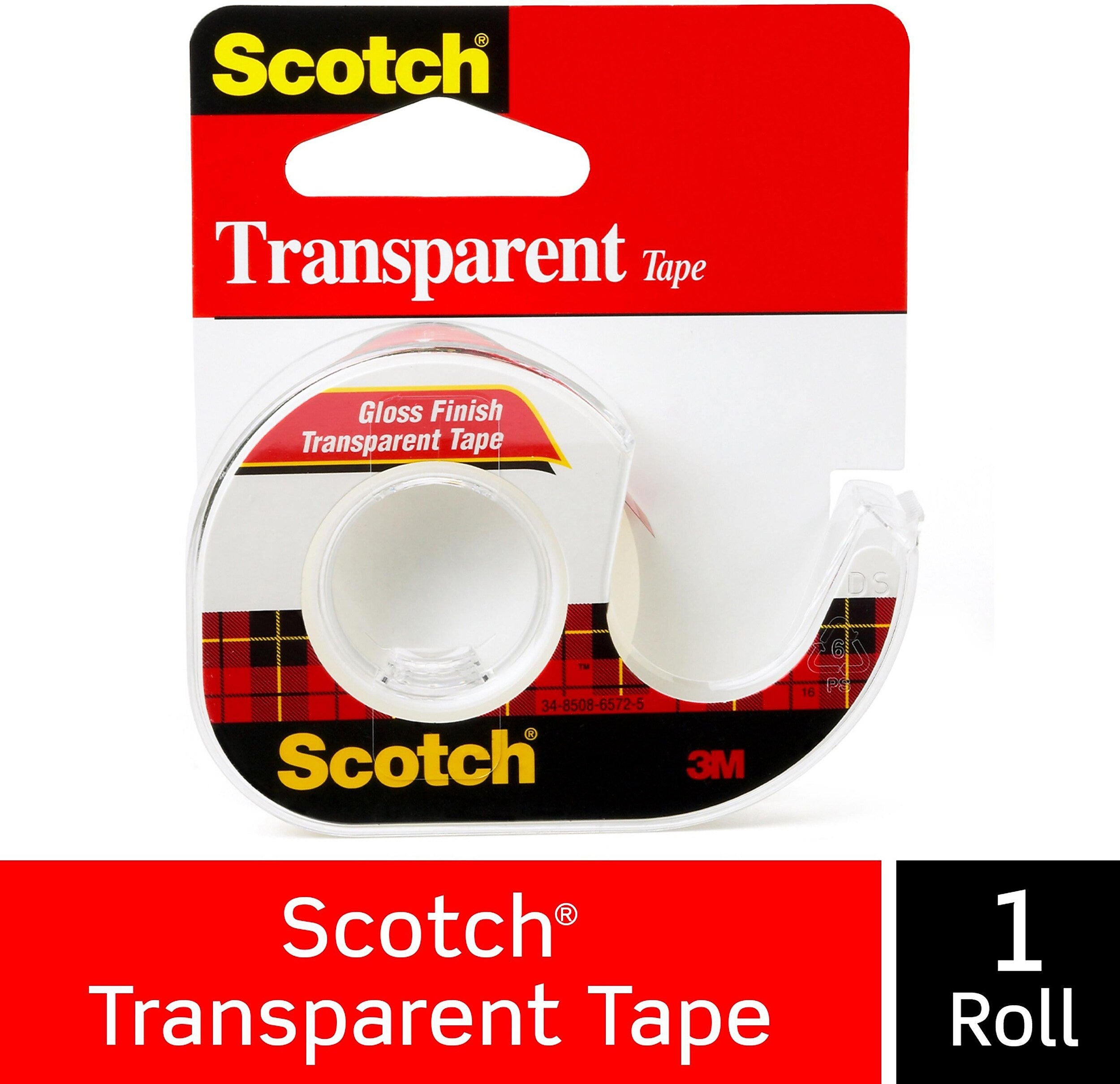 Scotch® Transparent Tape, w/Built in Refillable Dispenser, 1/2