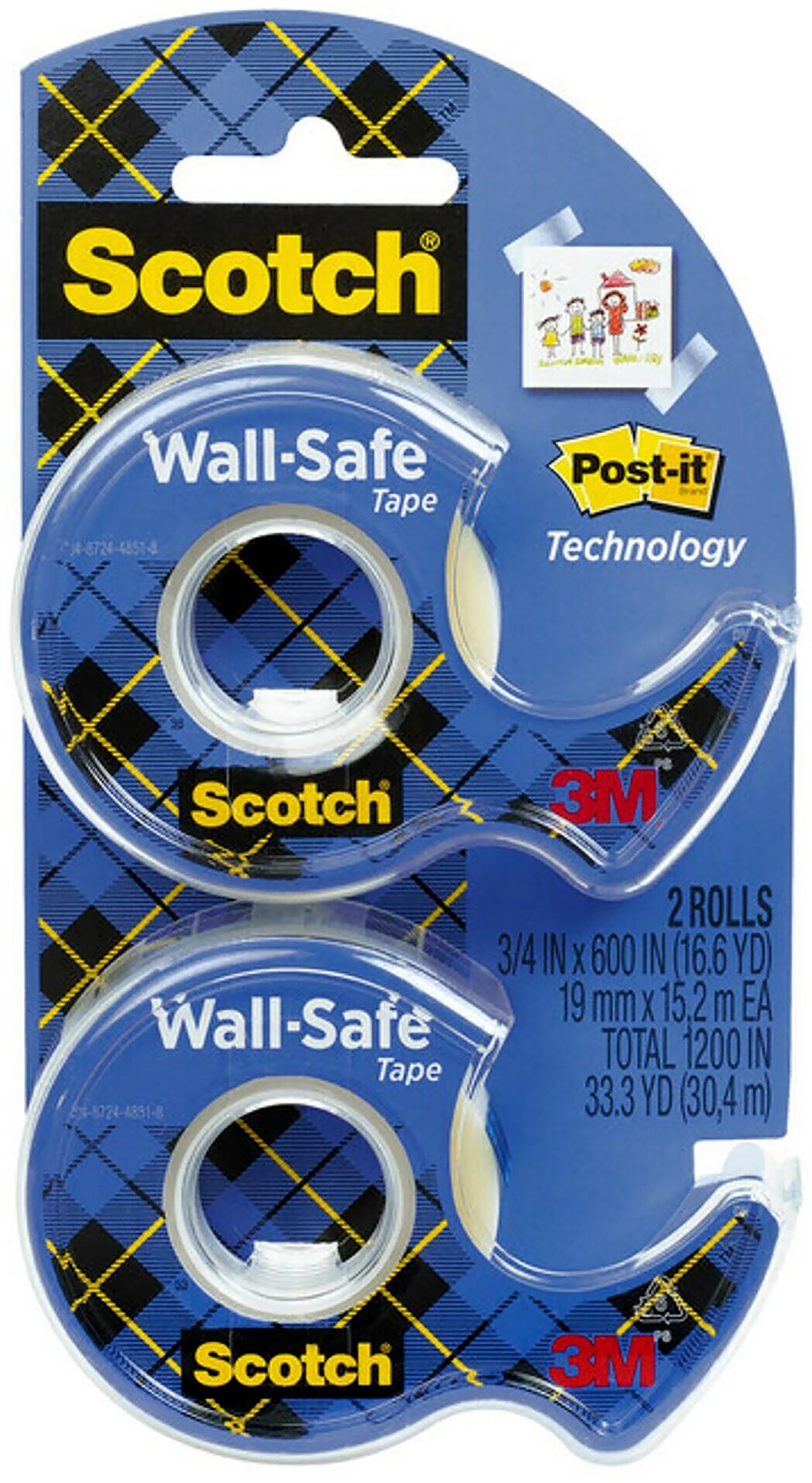 Scotch Wall-Safe Tape with Dispenser, 3/4
