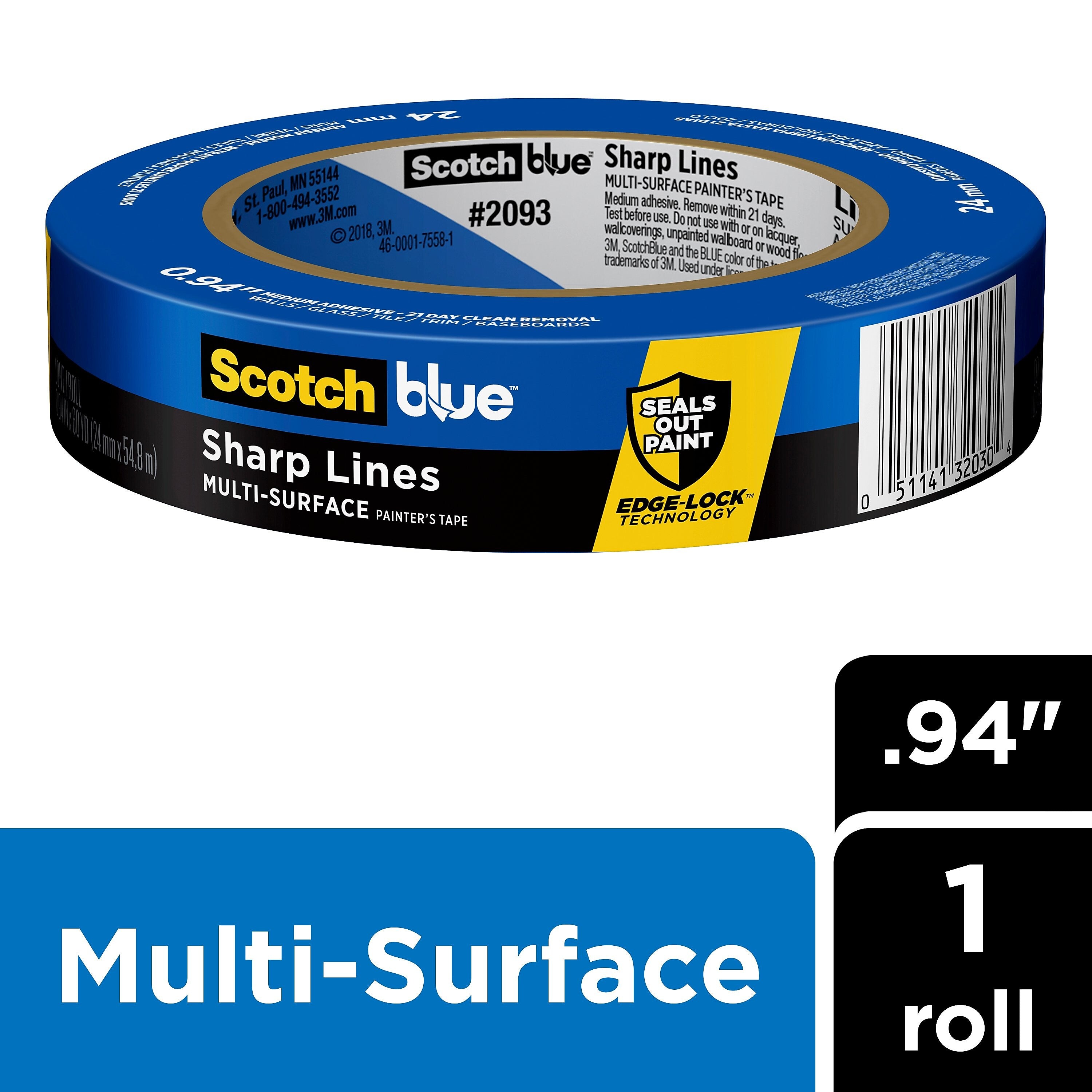 ScotchBlue Sharp Lines 0.94" x 60 yd. Medium Painter's Tape