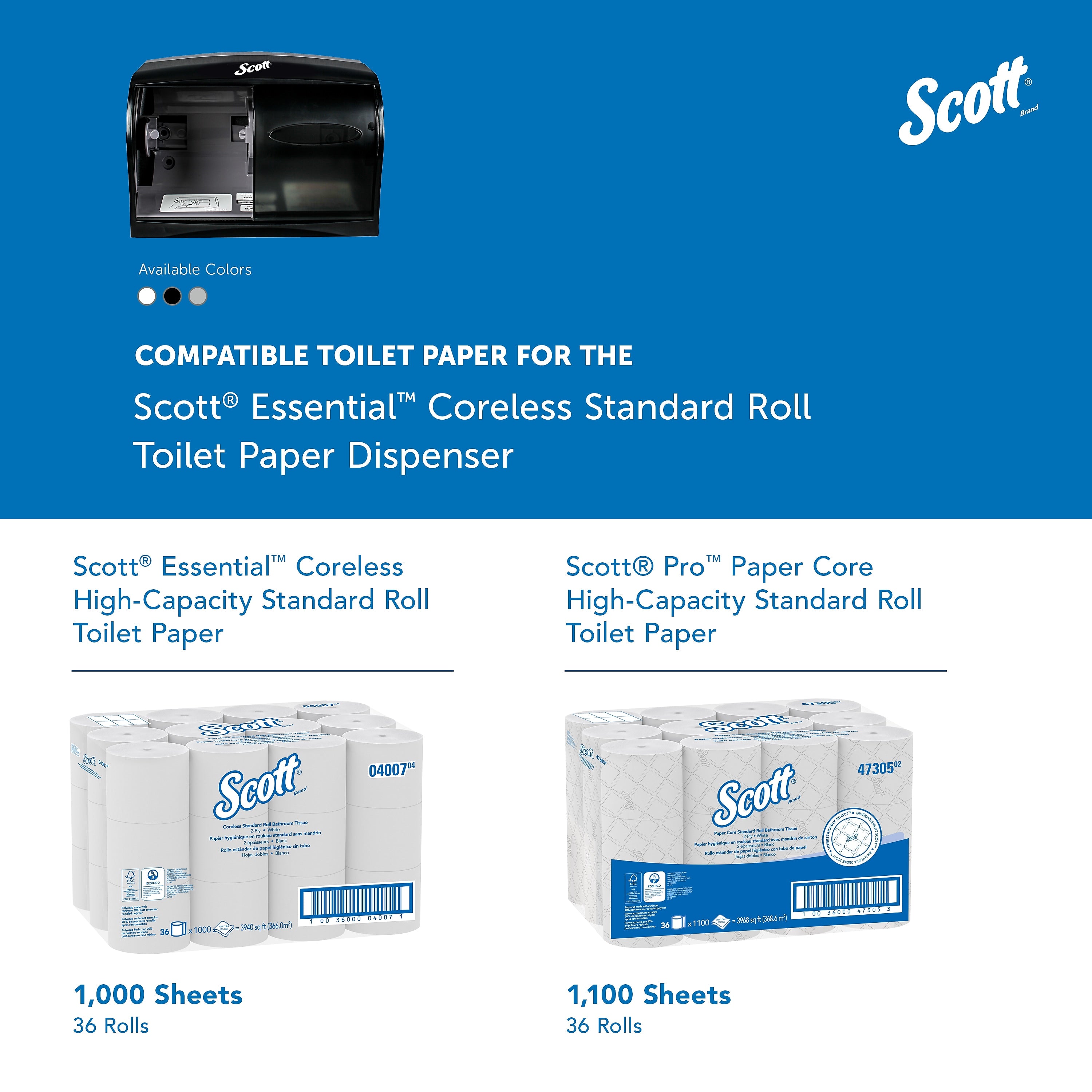 Scott 1000 Coreless Toilet Paper Dispenser, Smoke Gray